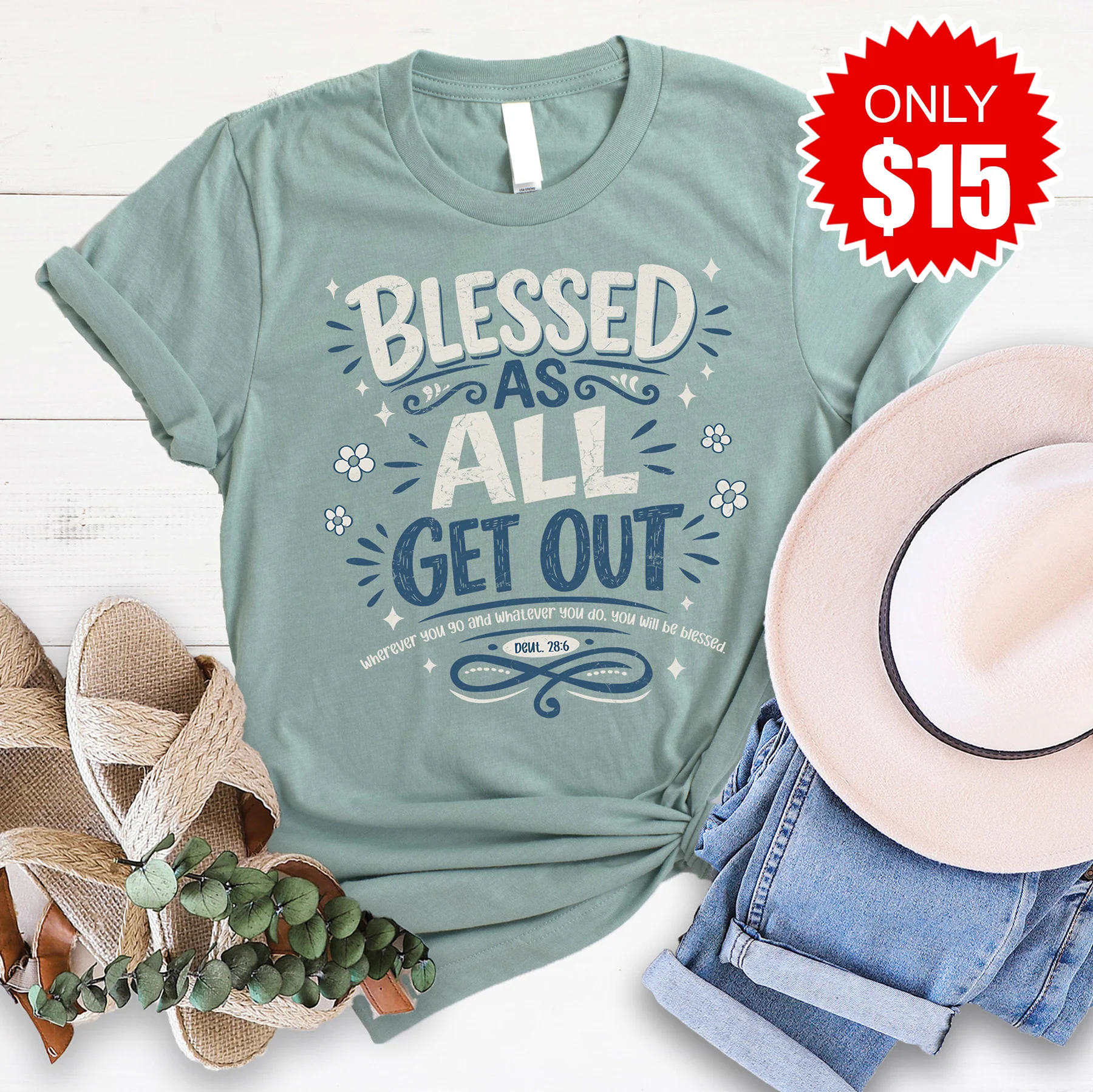 All Get Out Tee - Heather Sage - 15