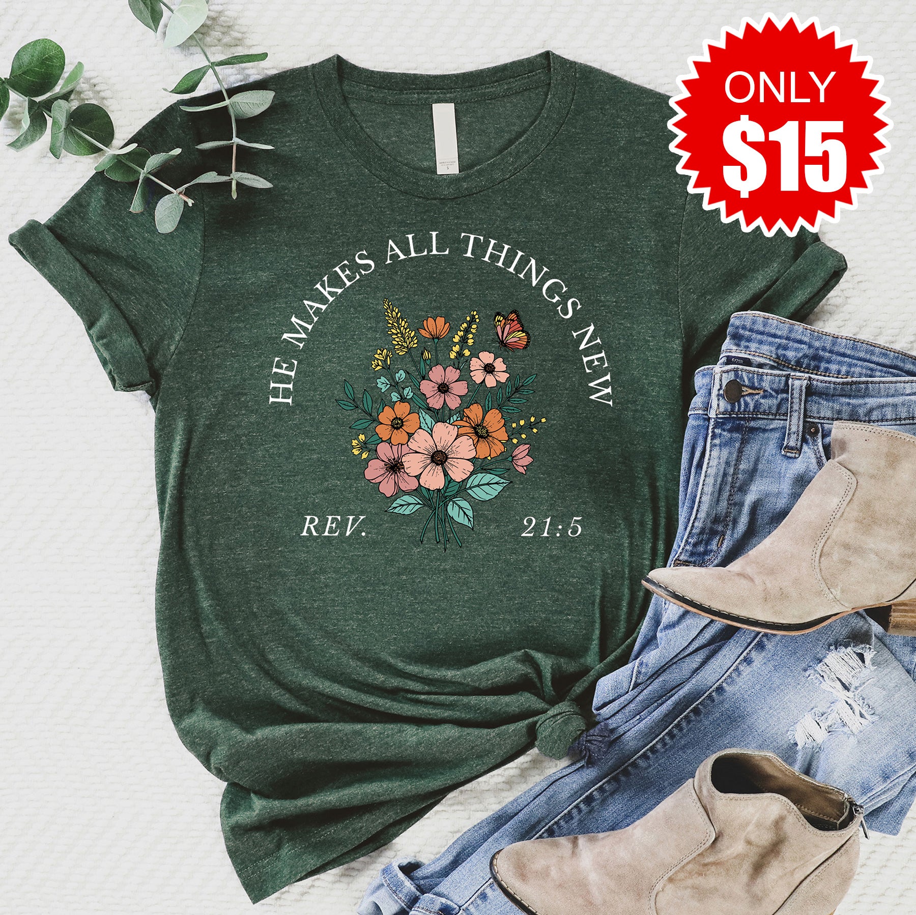 All Things New Tee - Heather Forest - 15