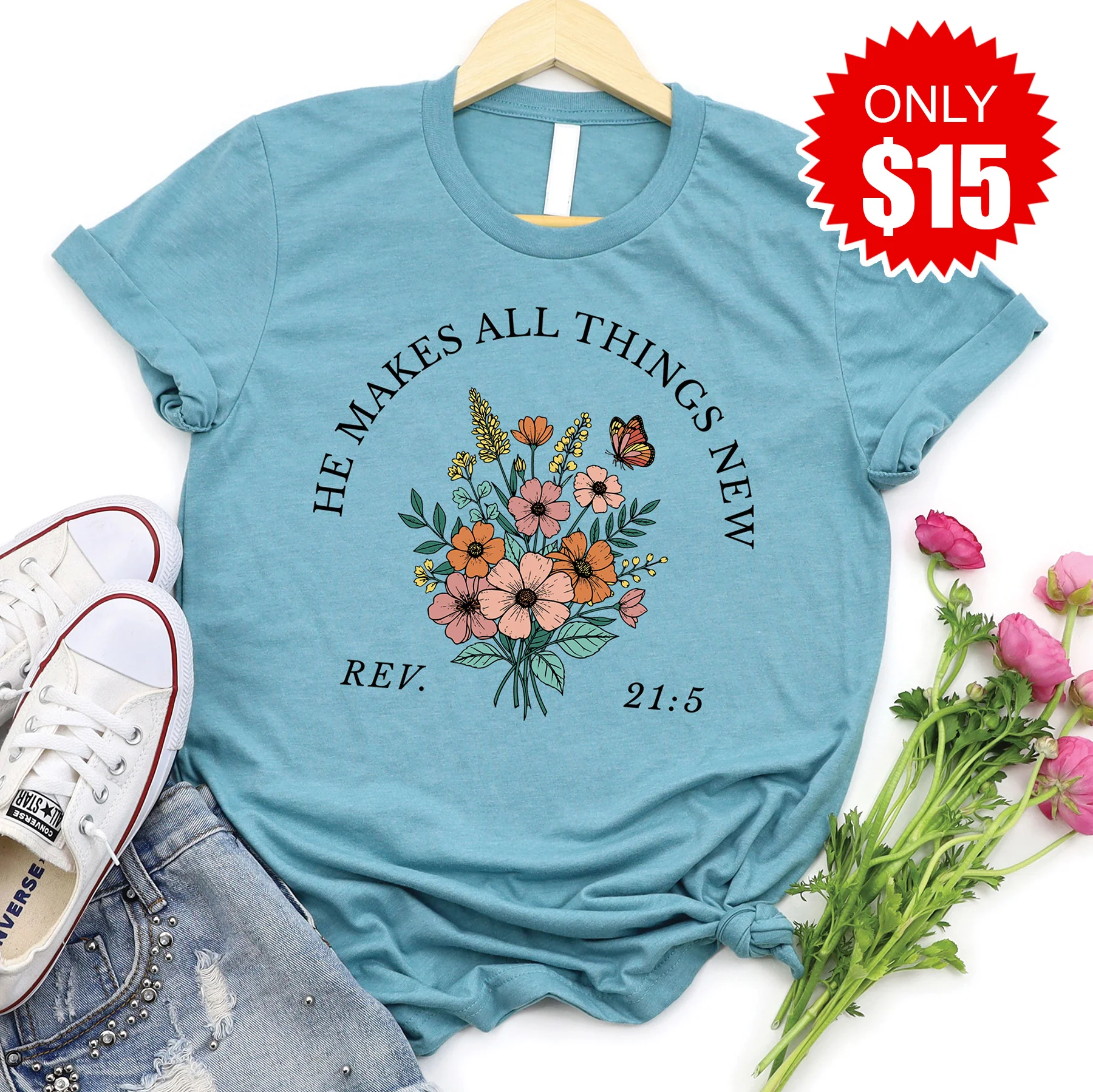 All Things New Tee - Heather Lagoon - 15