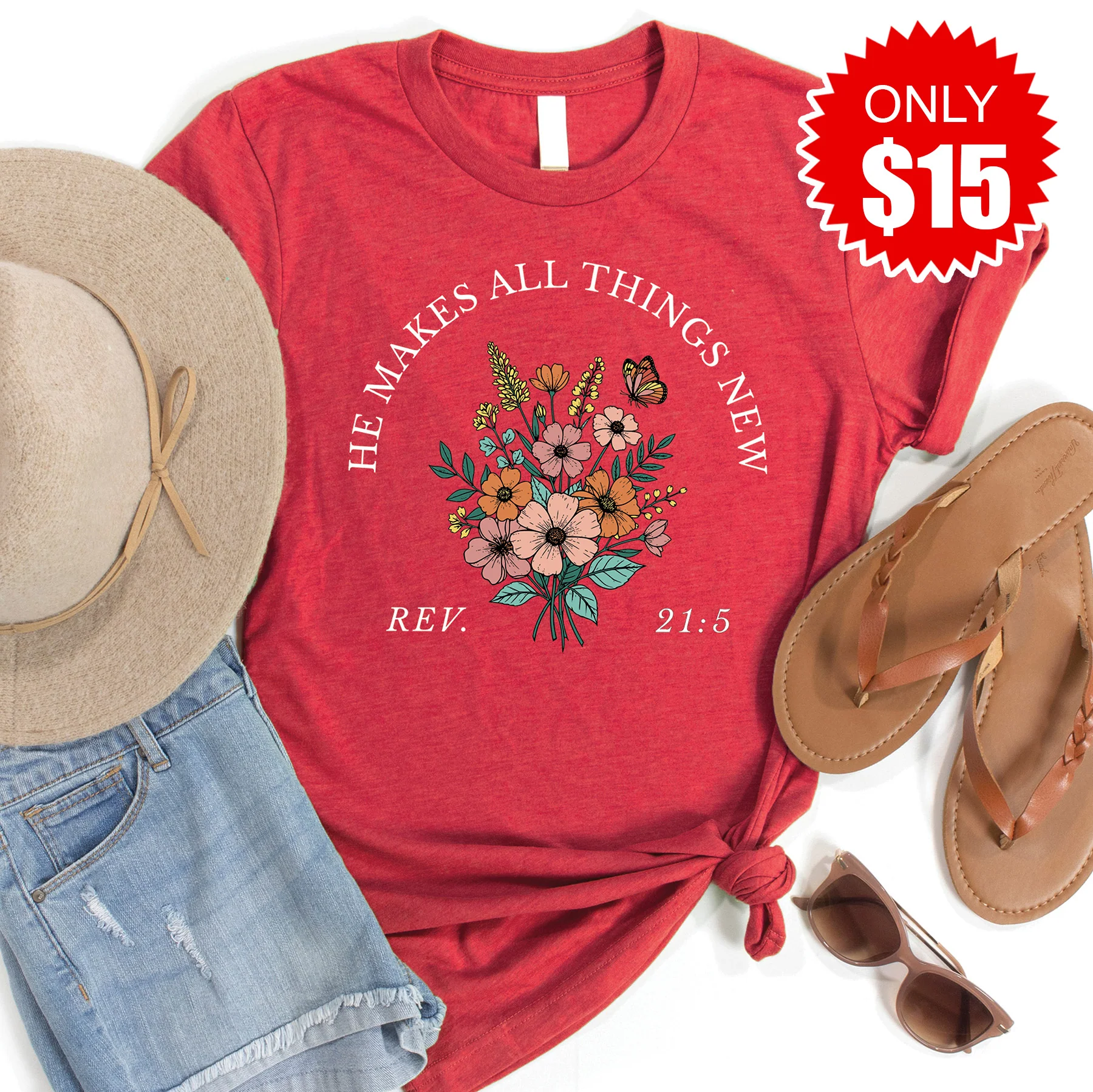 All Things New Tee - Heather Scarlet - 15