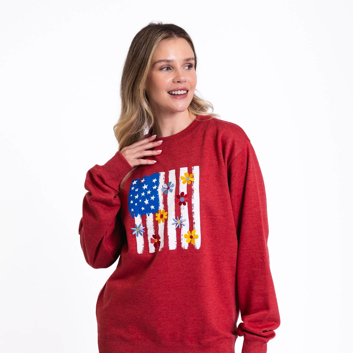 American Flag Embroidered Crewneck Sweatshirt - Image 3