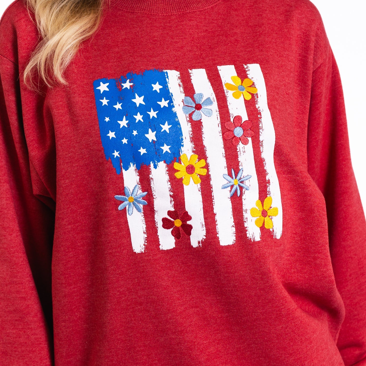 American Flag Embroidered Crewneck Sweatshirt - Image 4
