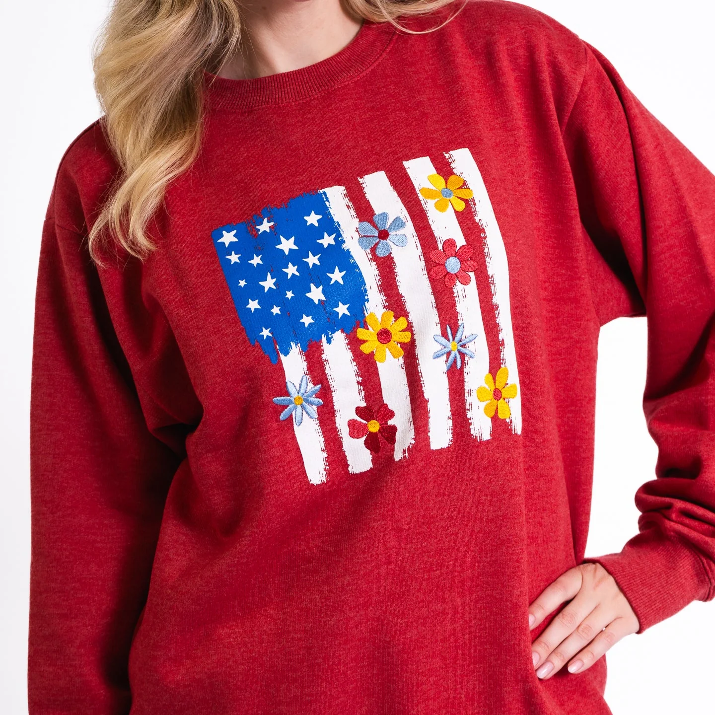 American Flag Embroidered Crewneck Sweatshirt - Image 5