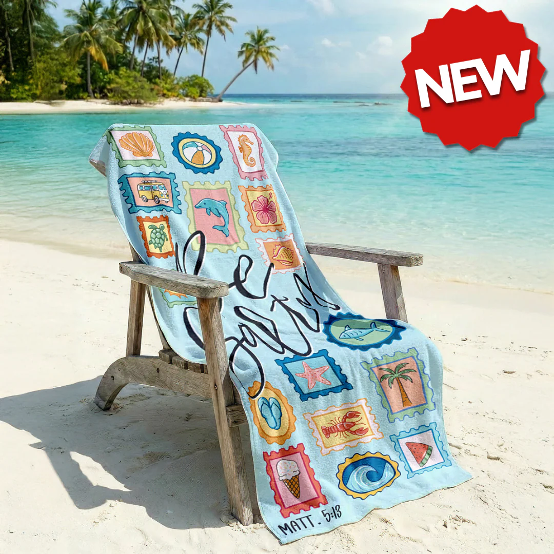 Be Salty Stamps Beach Towel