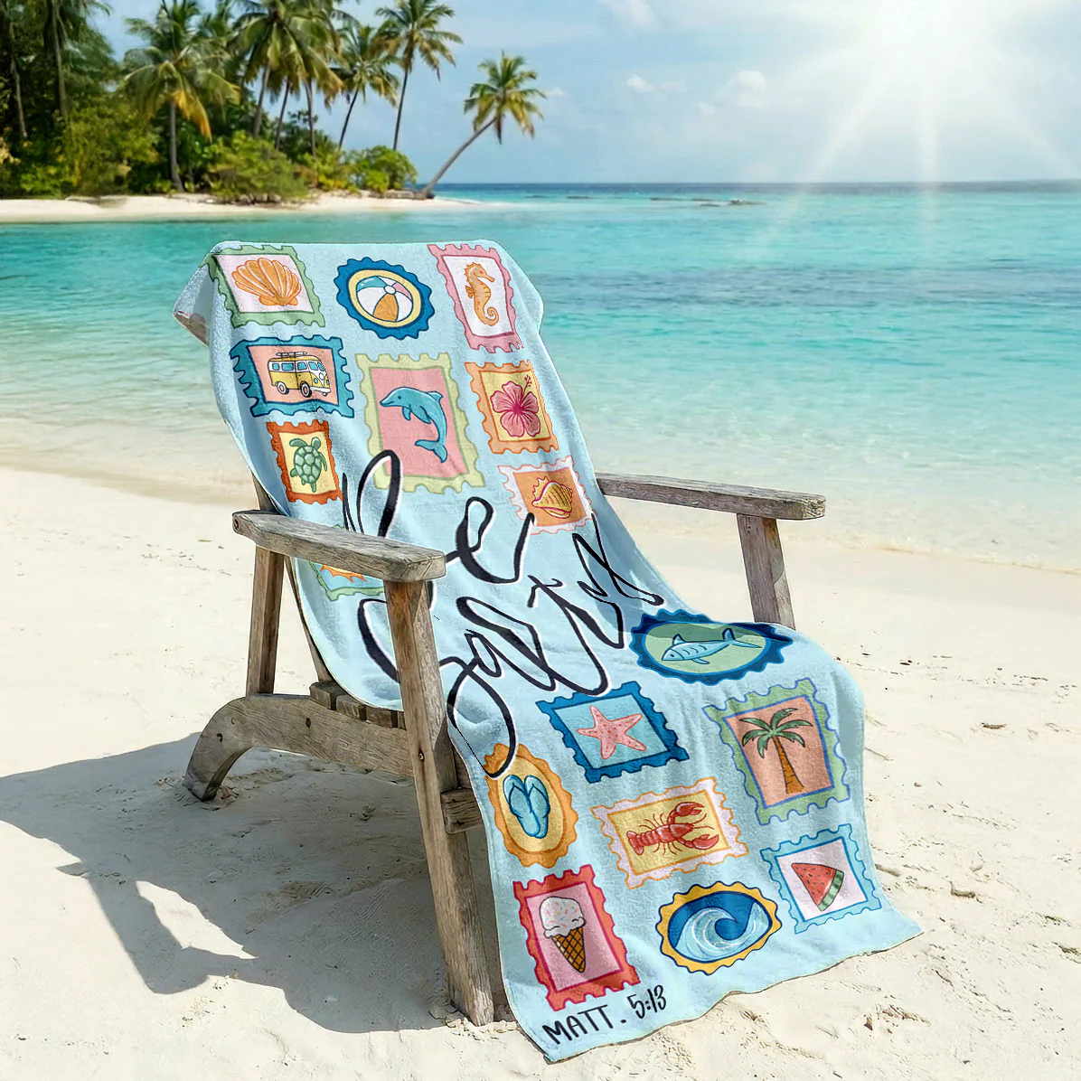Be Salty Stamps Beach Towel - Image 2
