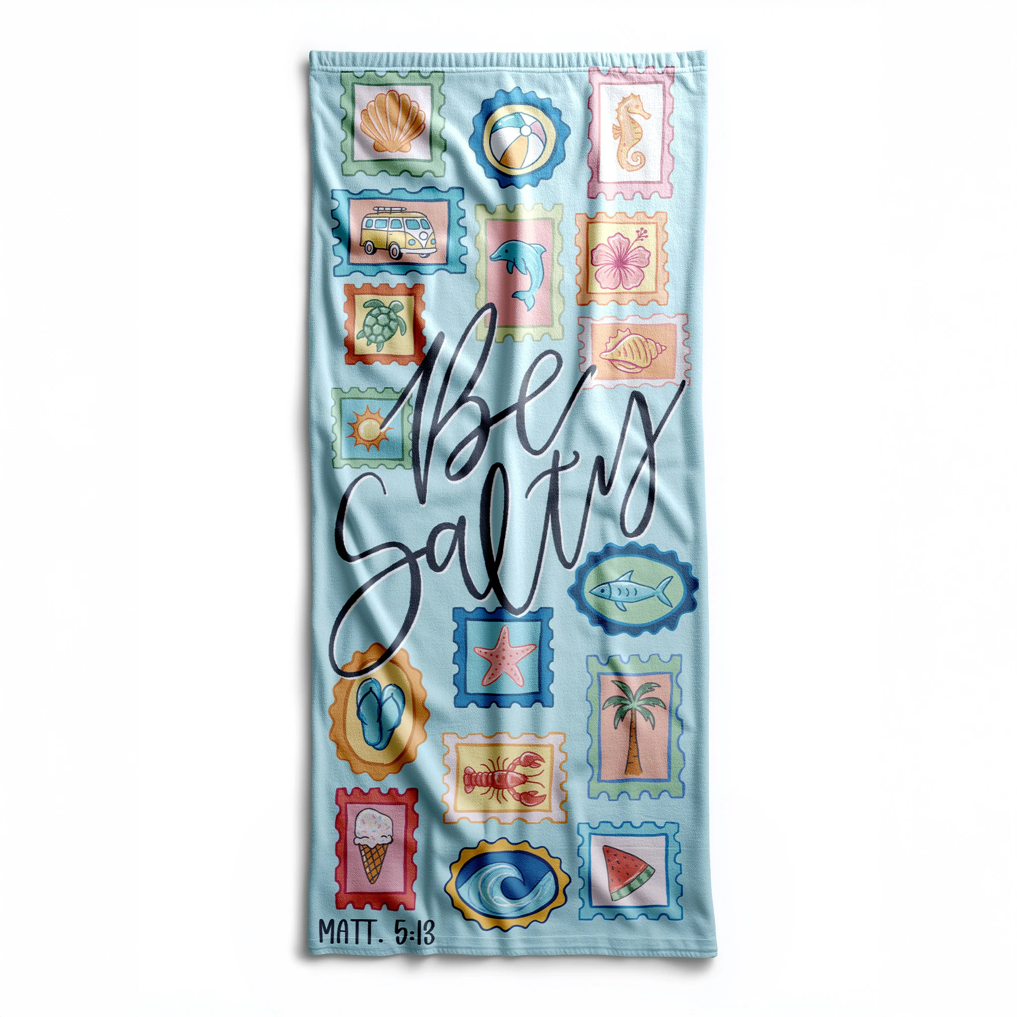 Be Salty Stamps Beach Towel - Image 3