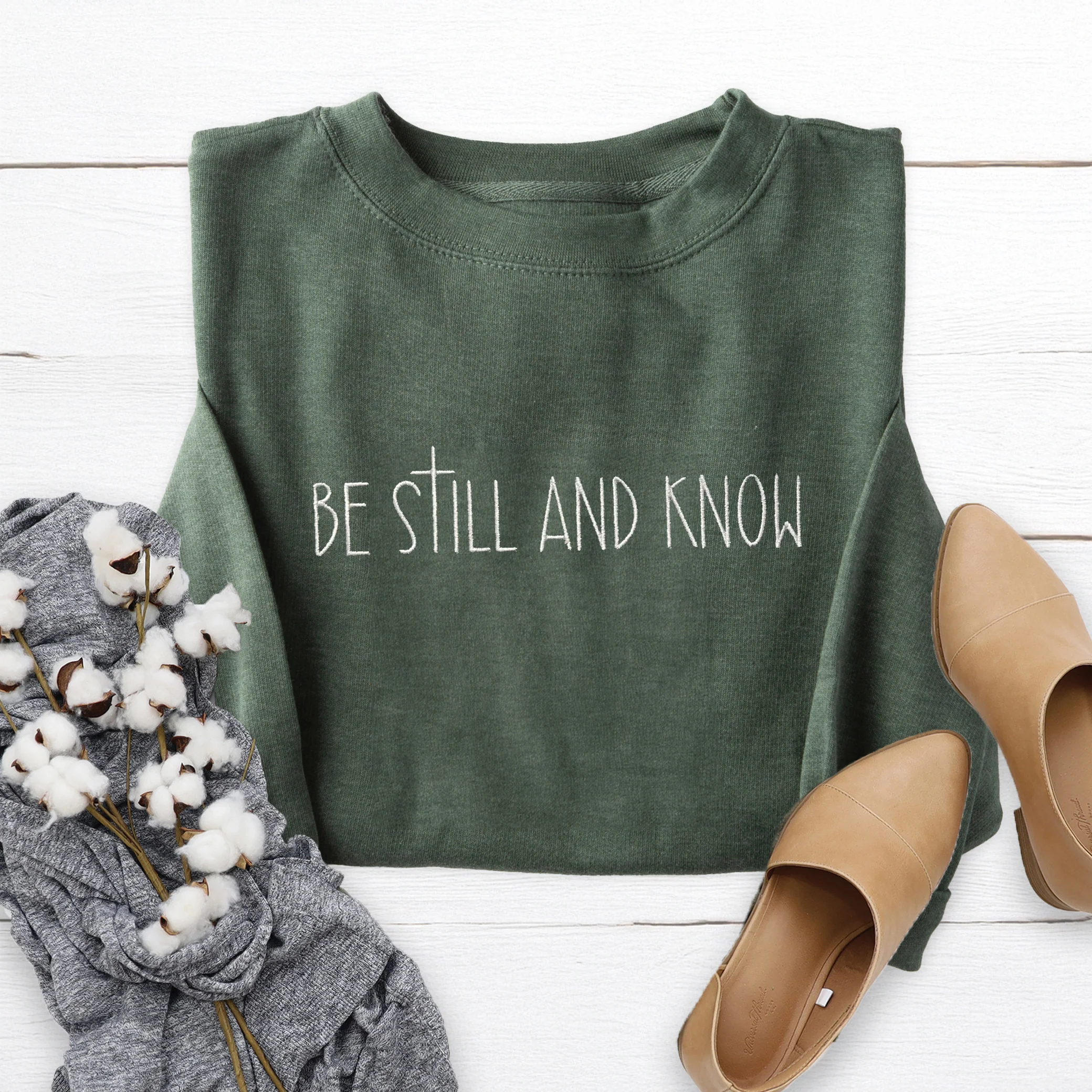 Be Still and Know Embroidered Crewneck Sweatshirt - Image 2