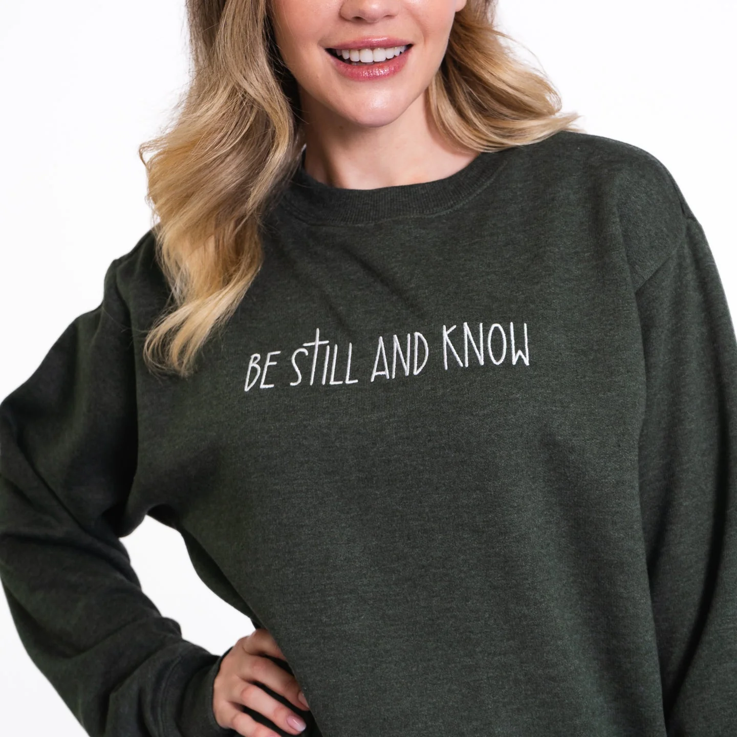 Be Still and Know Embroidered Crewneck Sweatshirt - Image 4