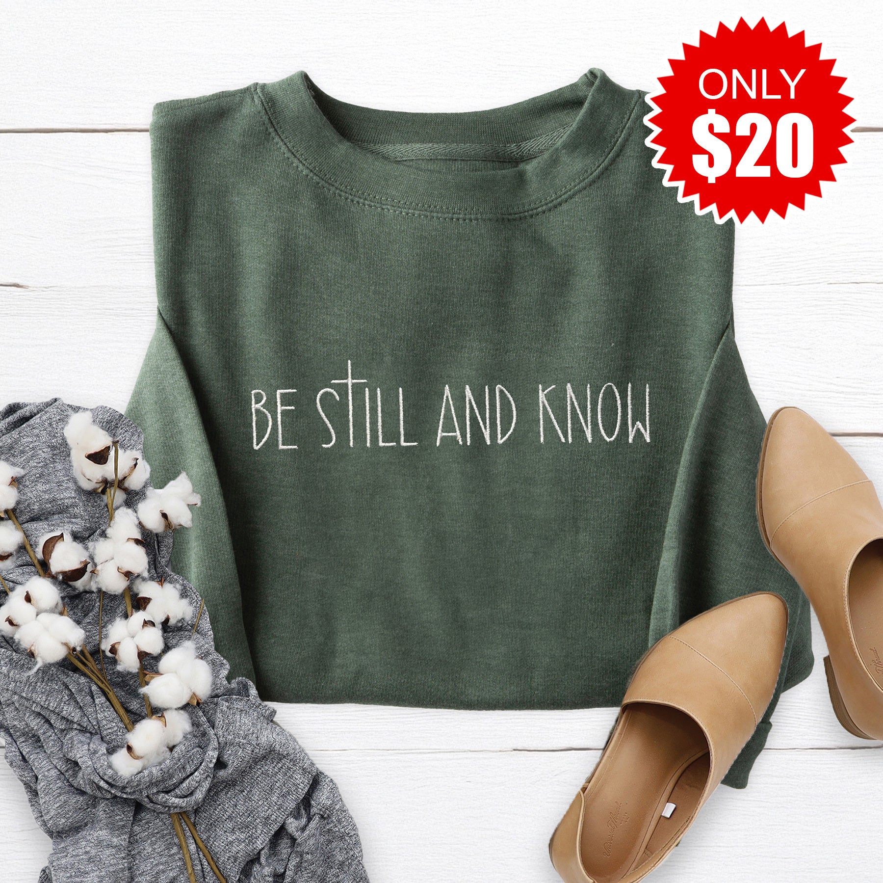Be Still and Know Embroidered Crewneck Sweatshirt - 20