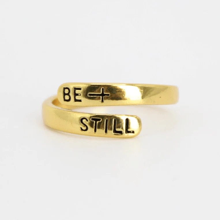 Be Still Gold Plated Brass Ring