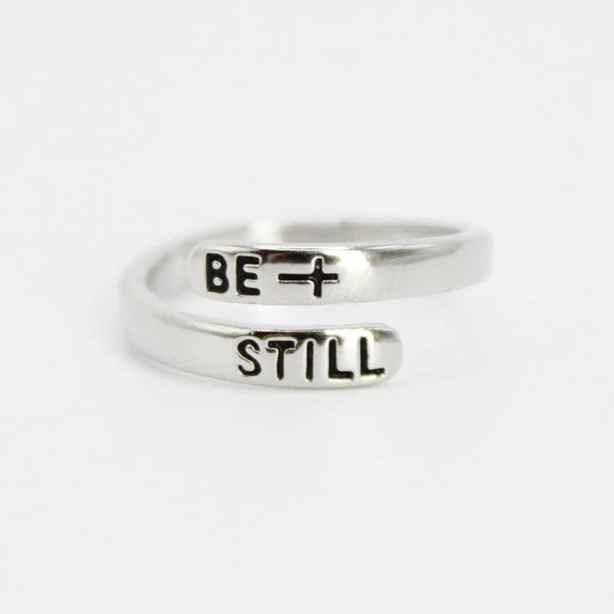 Be Still Platinum Plated Brass Ring