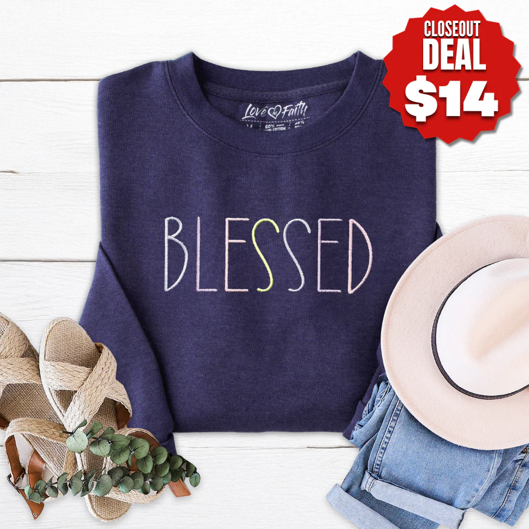 Blessed Embroidered Crewneck Sweatshirt