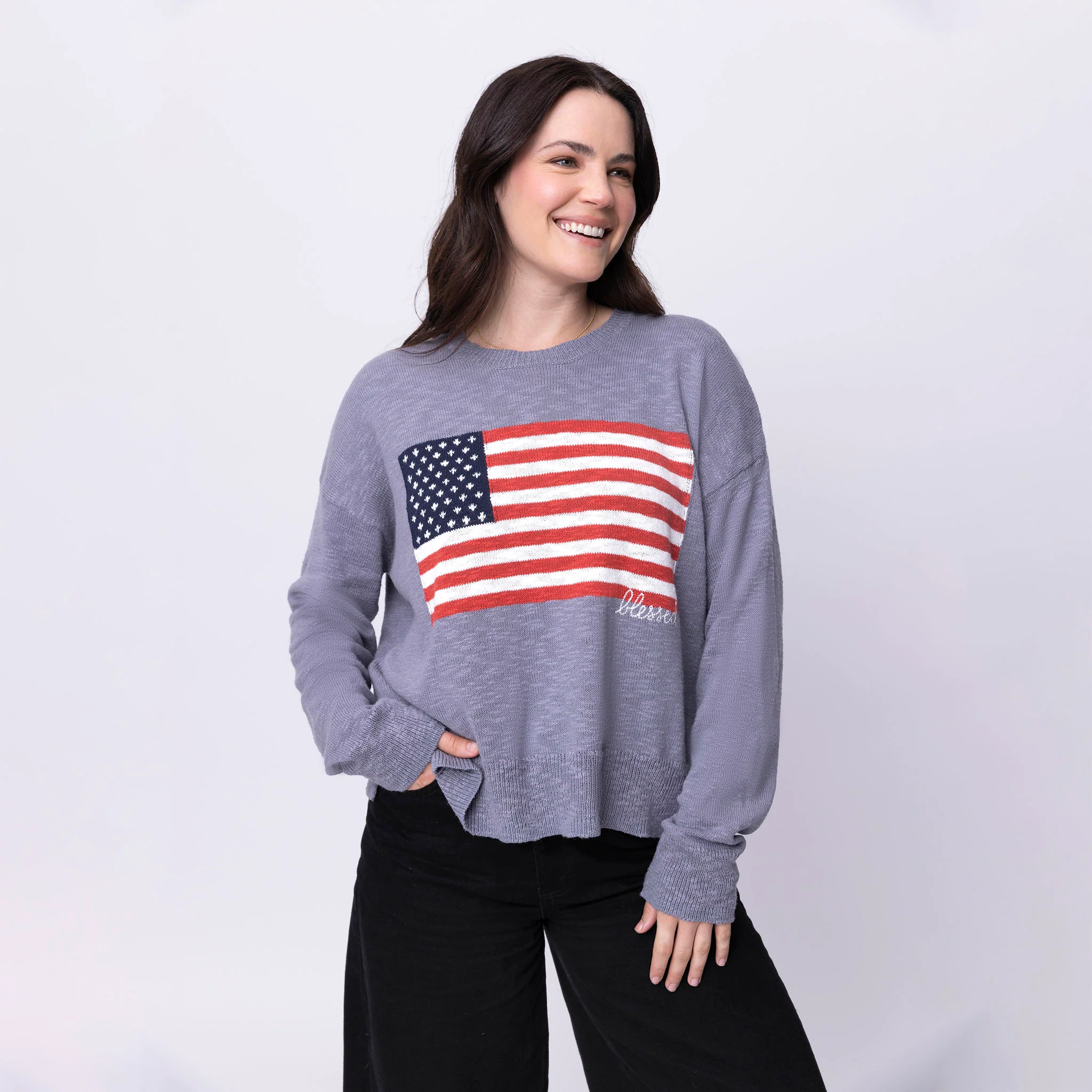 Blessed Flag Pullover Sweater - Image 3
