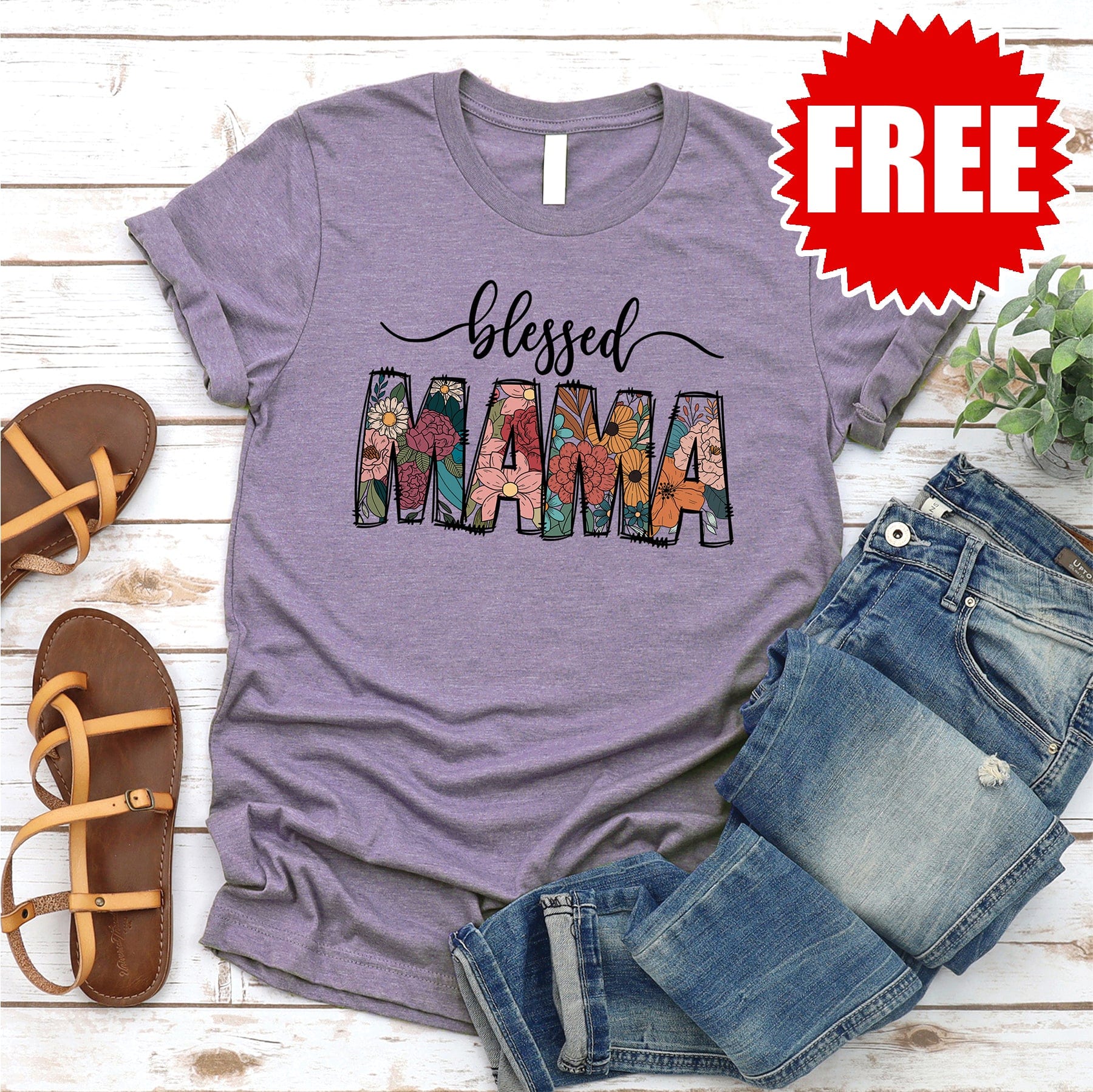 Blessed Mama Floral Tee - 0