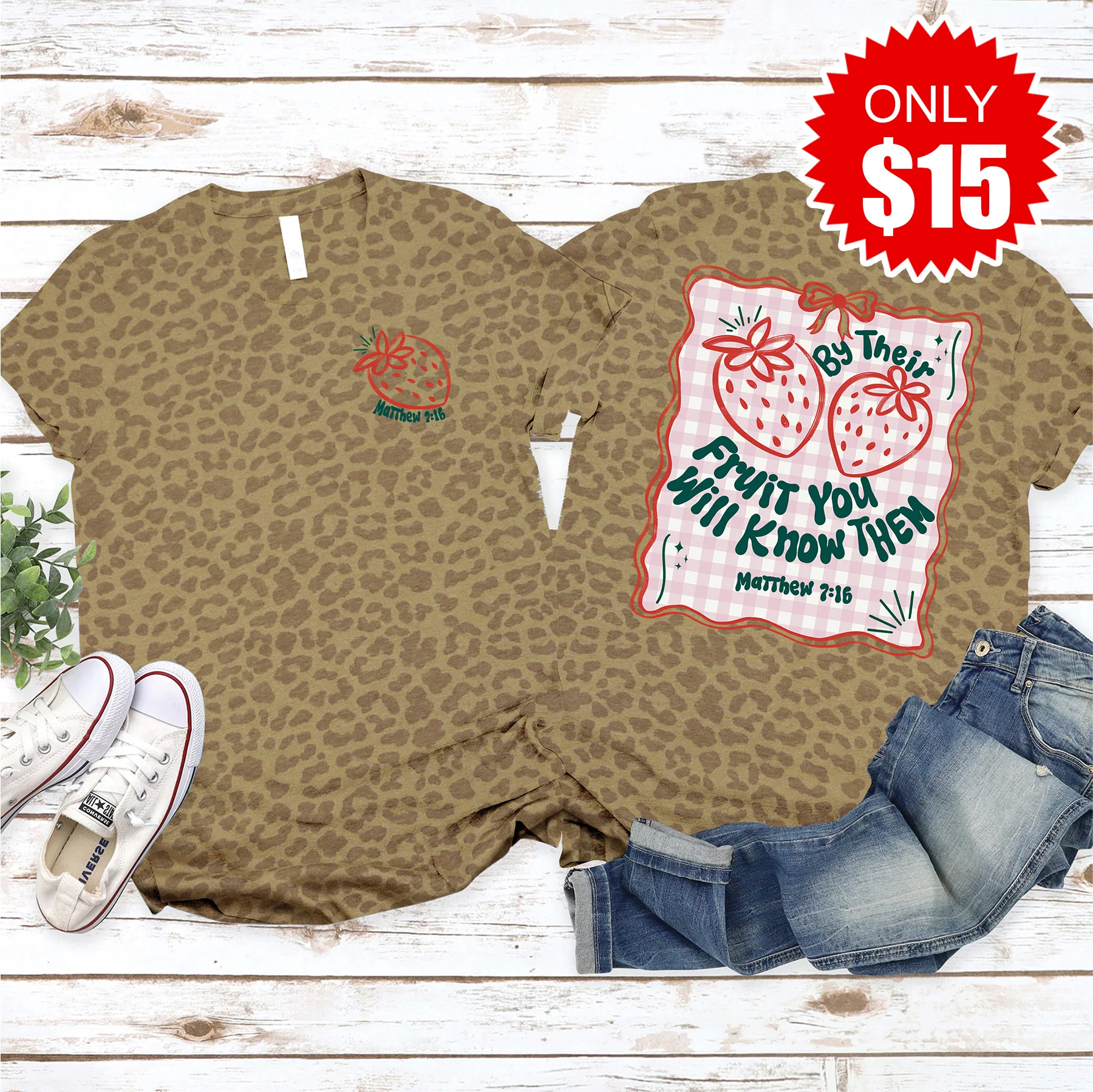 By Their Fruit Tee - Brown Leopard - 15