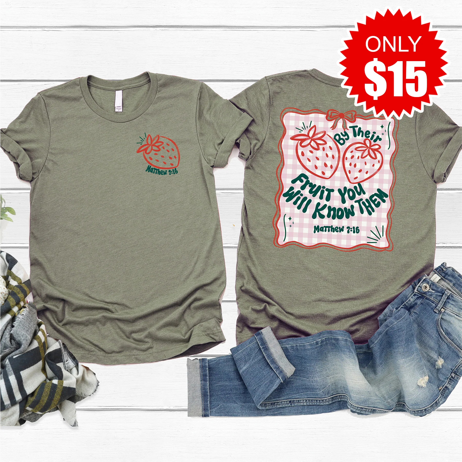 By Their Fruit Tee - Heather Olive - 15