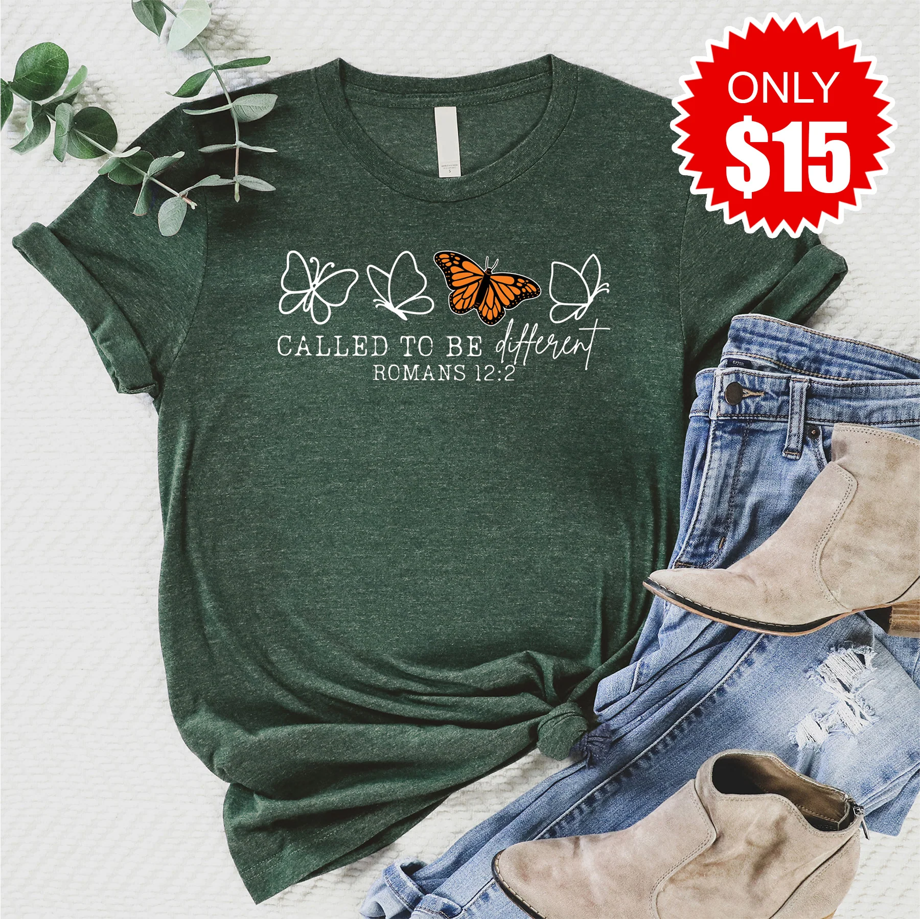 Called to be Different Tee - Heather Forest - 15