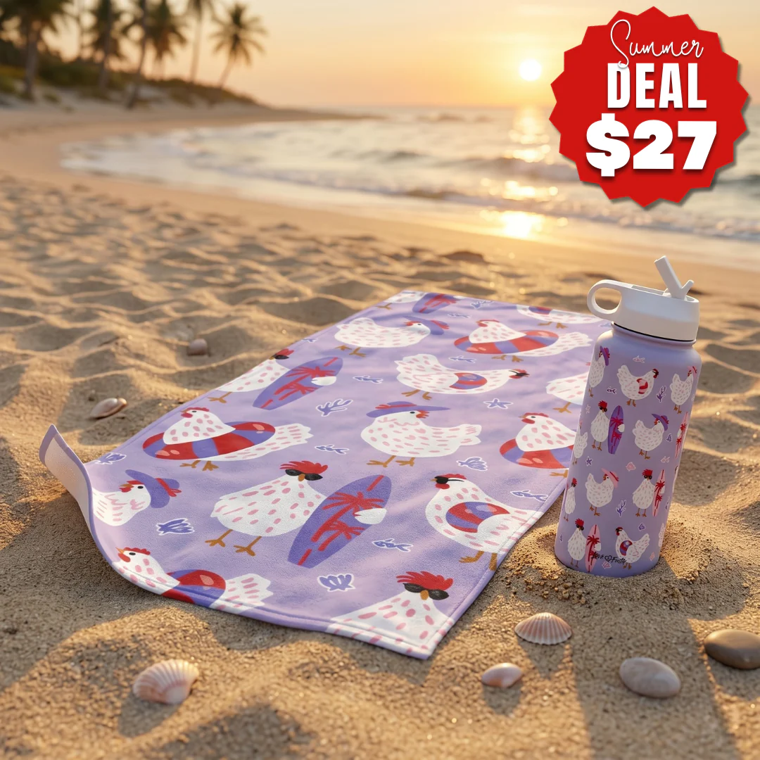 Chicken of the Sea Stainless Steel 32oz Bottle + Chicken of the Sea Beach Towel
