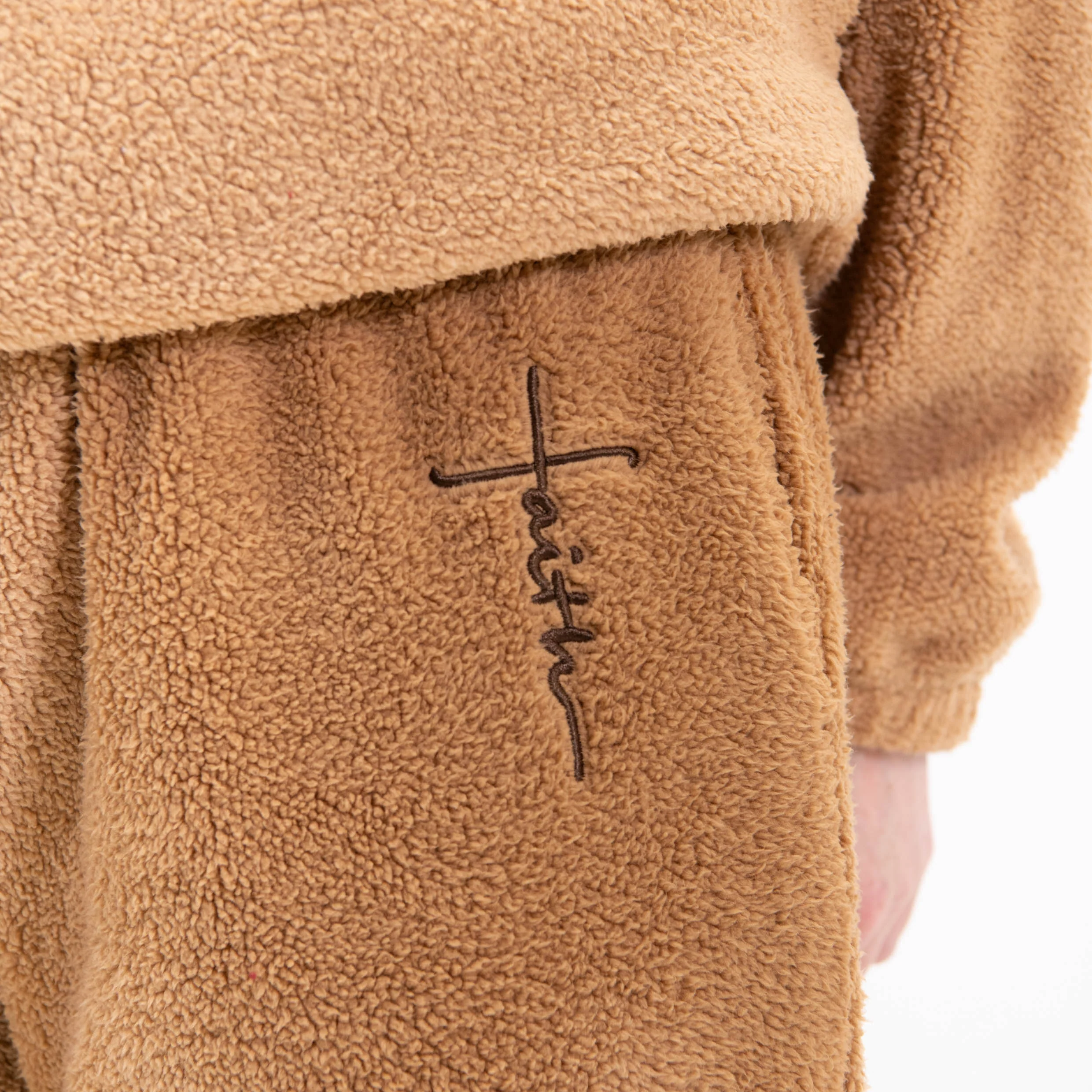Cider Brown Faith Cross Cozy Sherpa Fleece Half Zip Pullover & Sweatpants Bundle - Image 5