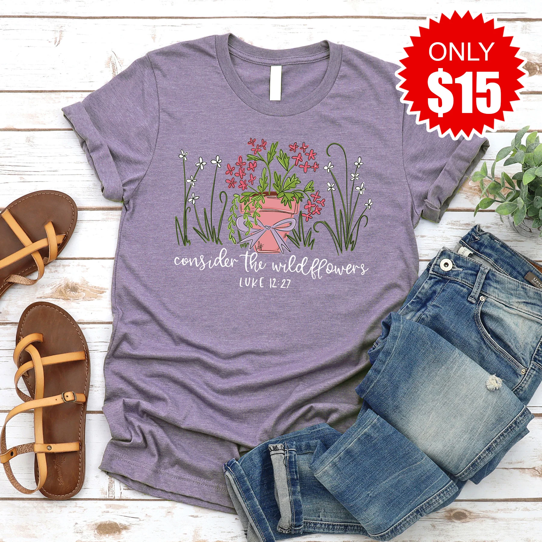 Consider the Wildflowers Tee - Heather Deep Purple - 15