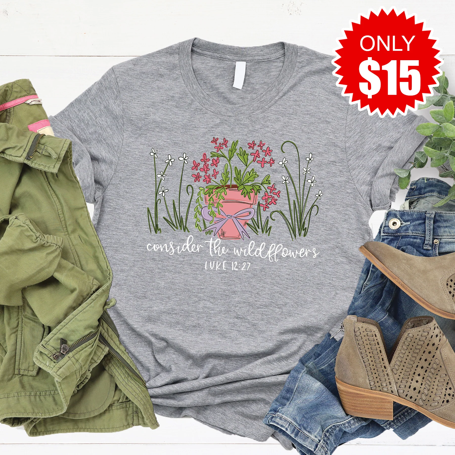 Consider the Wildflowers Tee - Heather Grey - 15