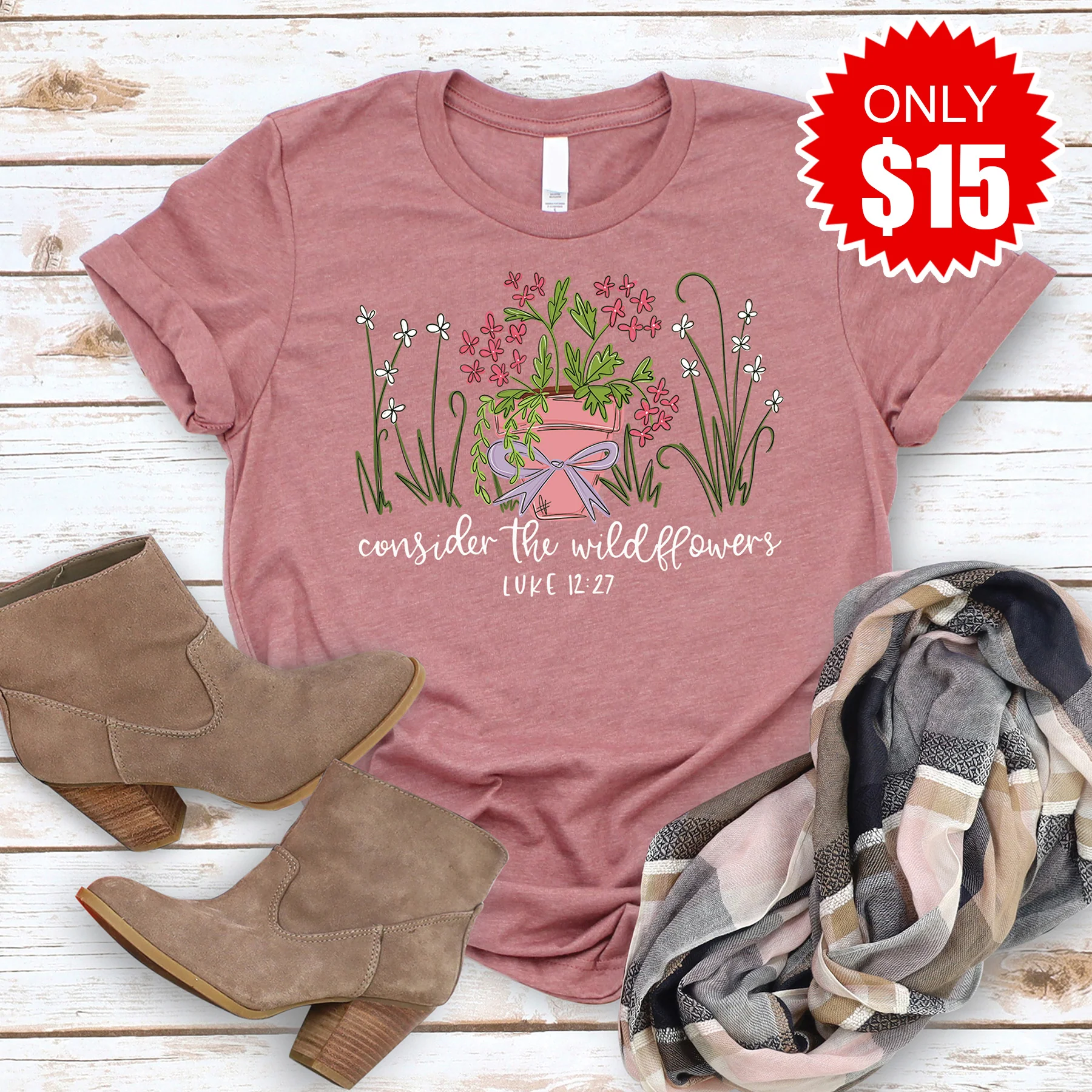 Consider the Wildflowers Tee - Heather Mauve - 15