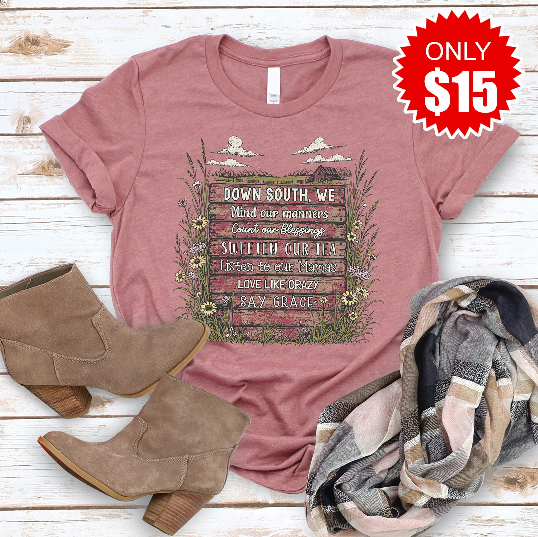 Down South Tee - Heather Mauve - 15