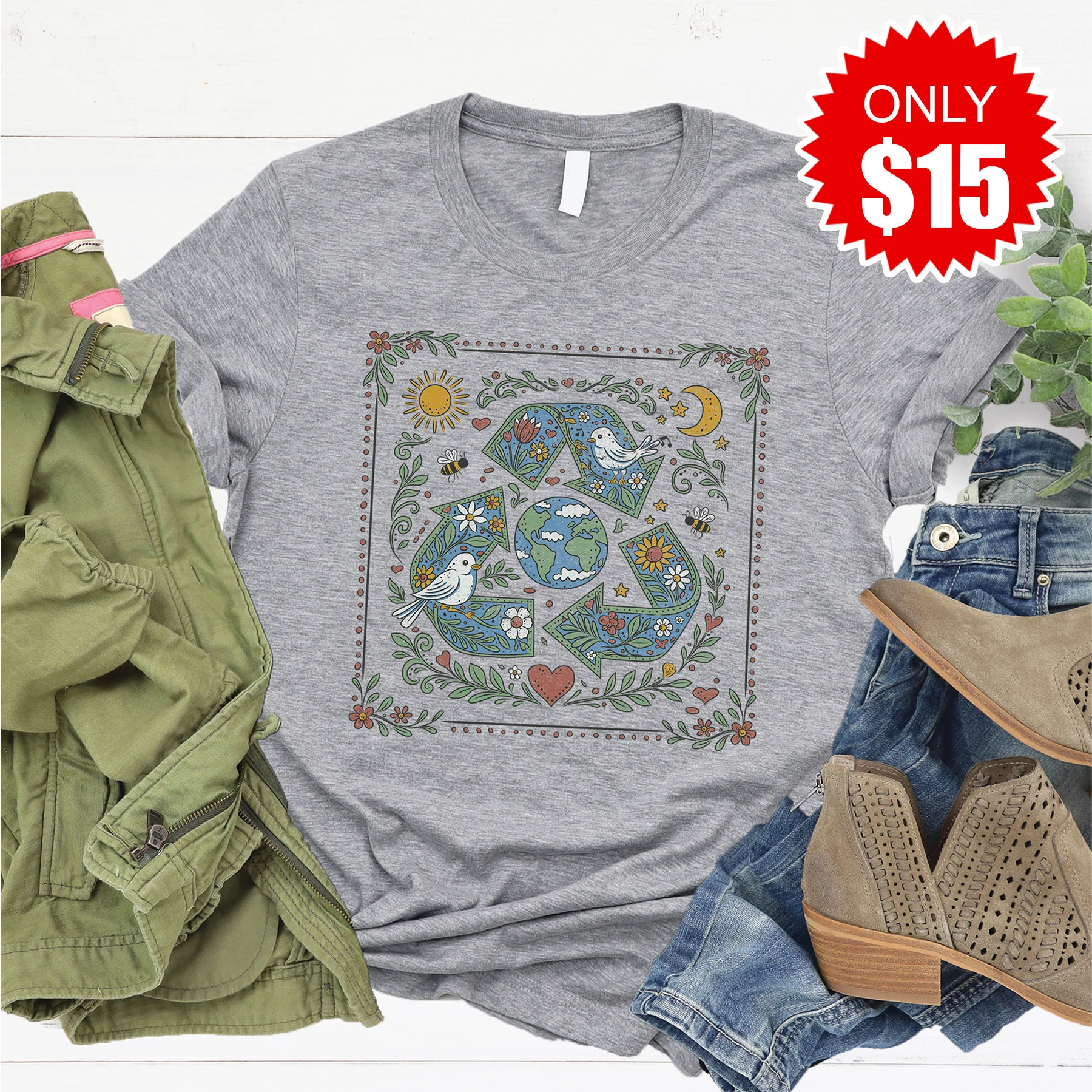 Earth Day Tee - Heather Grey - 15