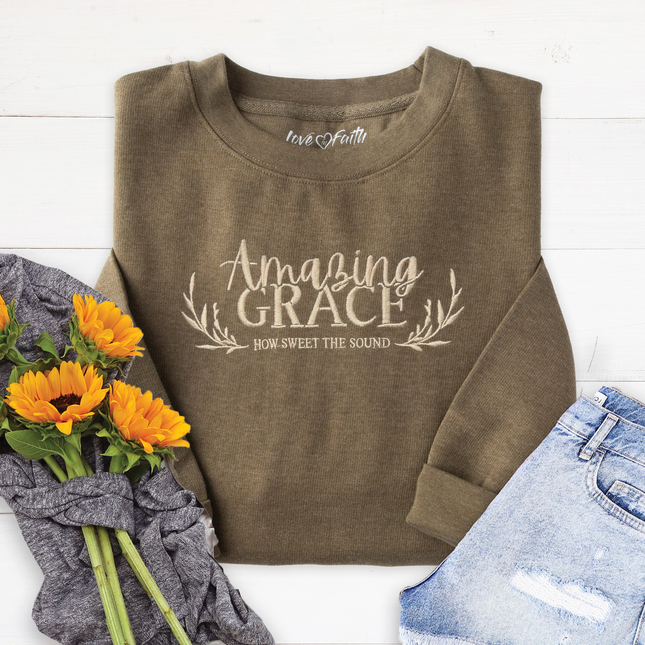 Embroidered Amazing Grace Sweatshirt - Image 2