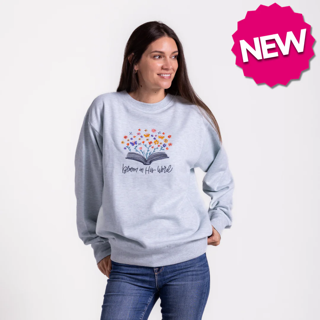 Embroidered Bloom in His Word Sweatshirt - Image 2