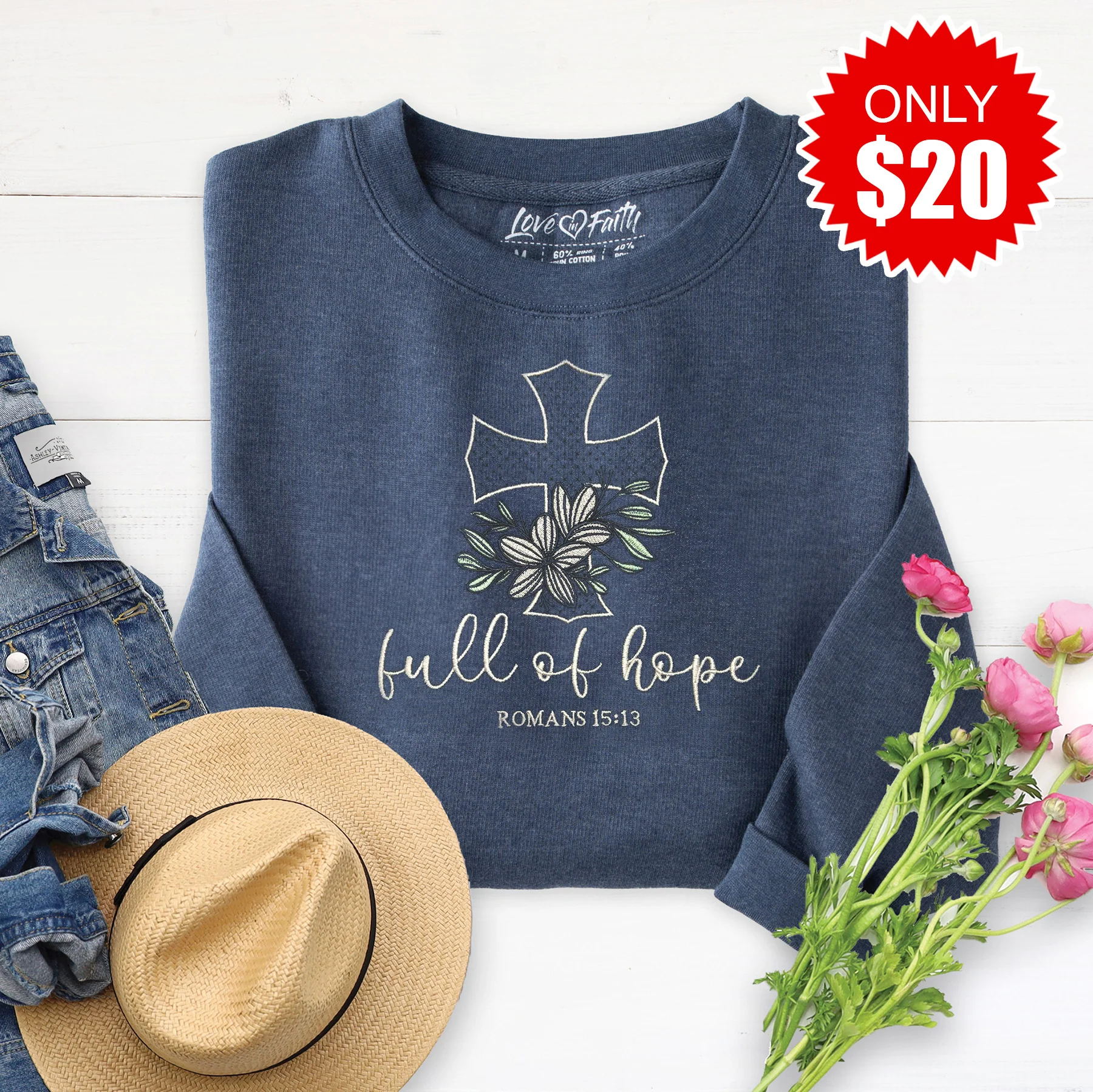 Embroidered Full of Hope Sweatshirt - 20