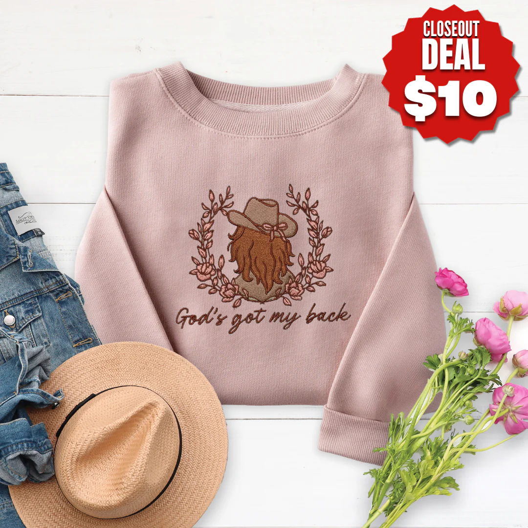 Embroidered God's Got My Back Sweatshirt