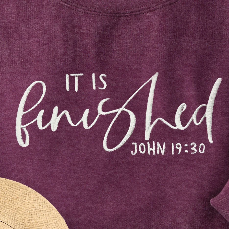 Embroidered It is Finished Sweatshirt - Image 3
