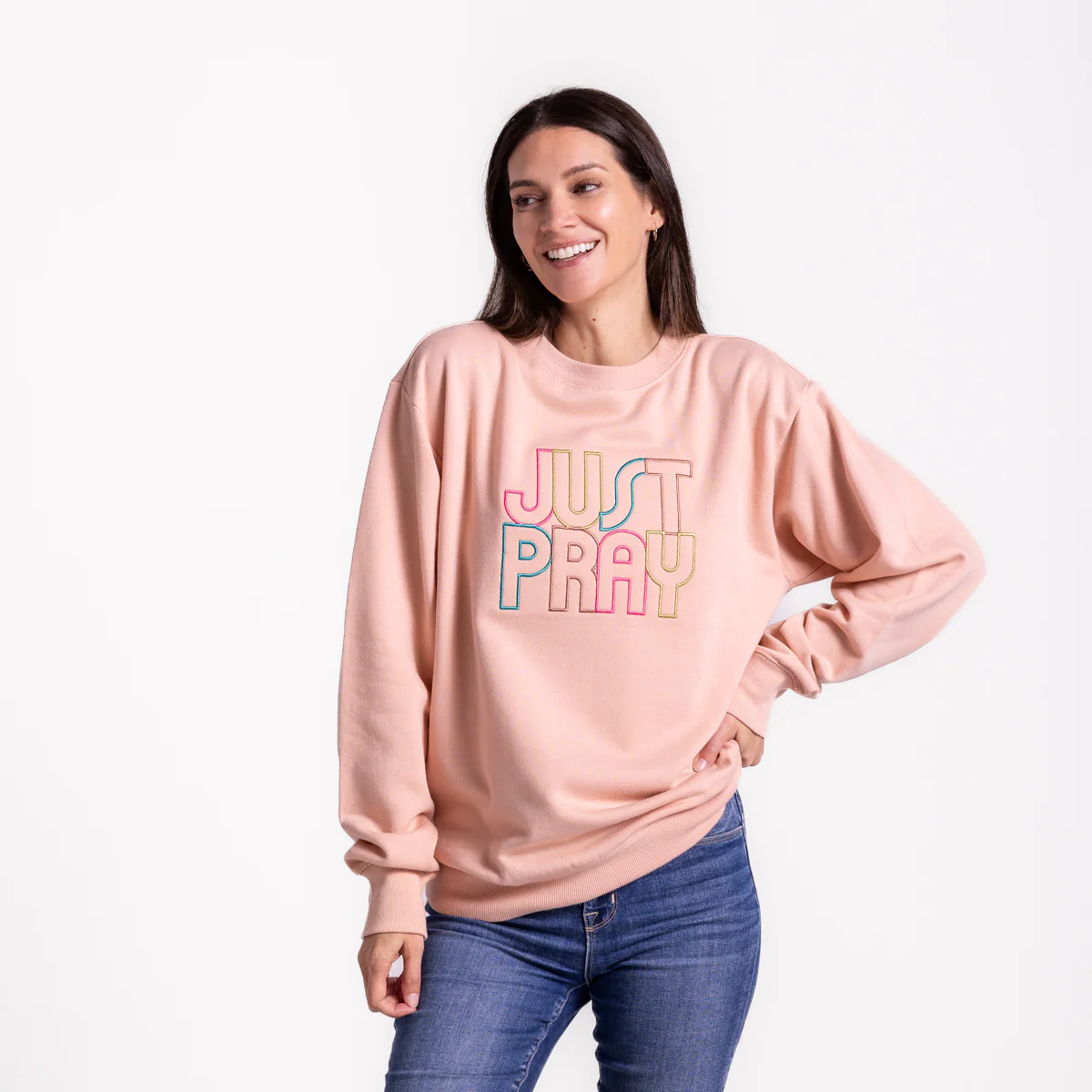 Embroidered Just Pray Sweatshirt - Image 2