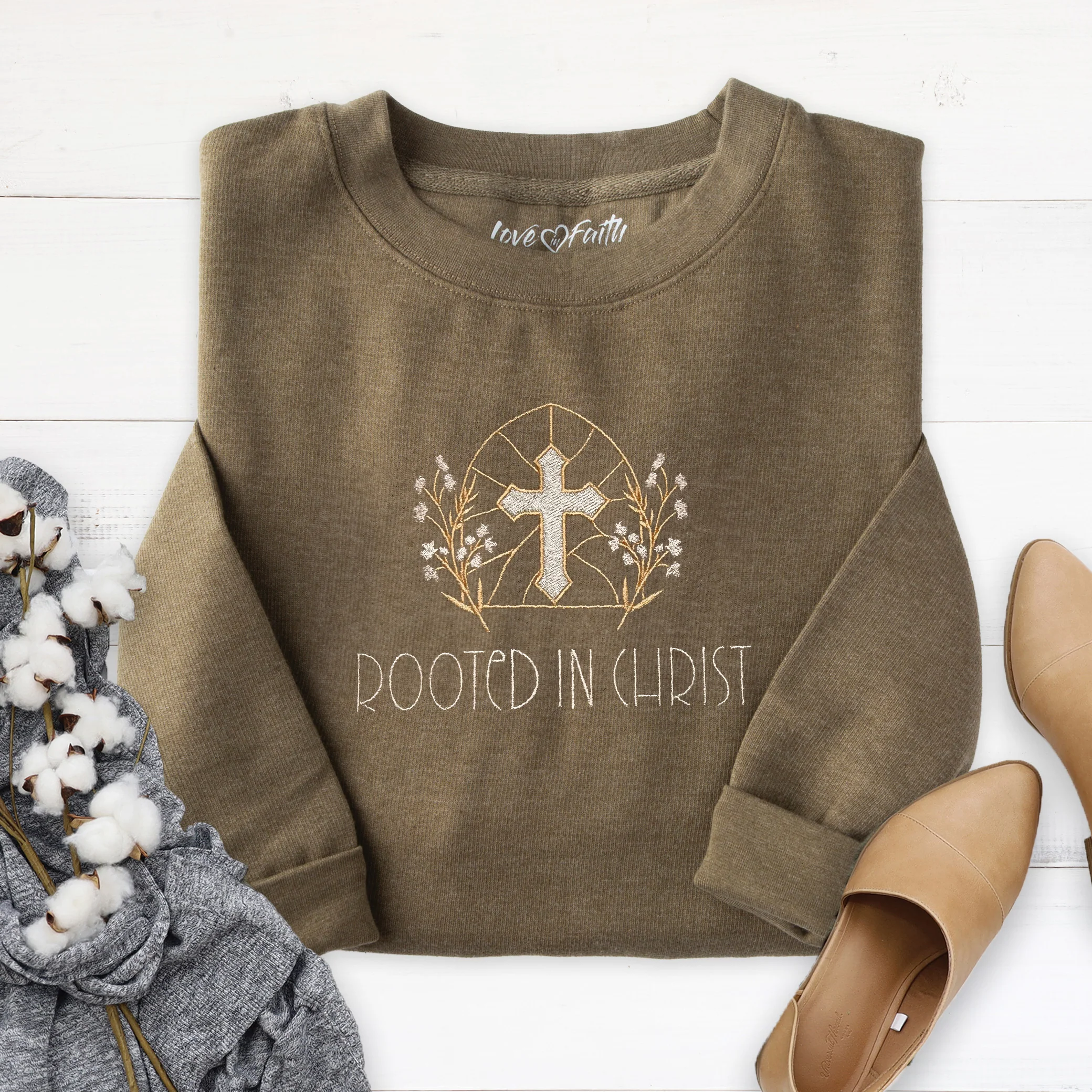 Embroidered Rooted In Christ Sweatshirt - Image 2
