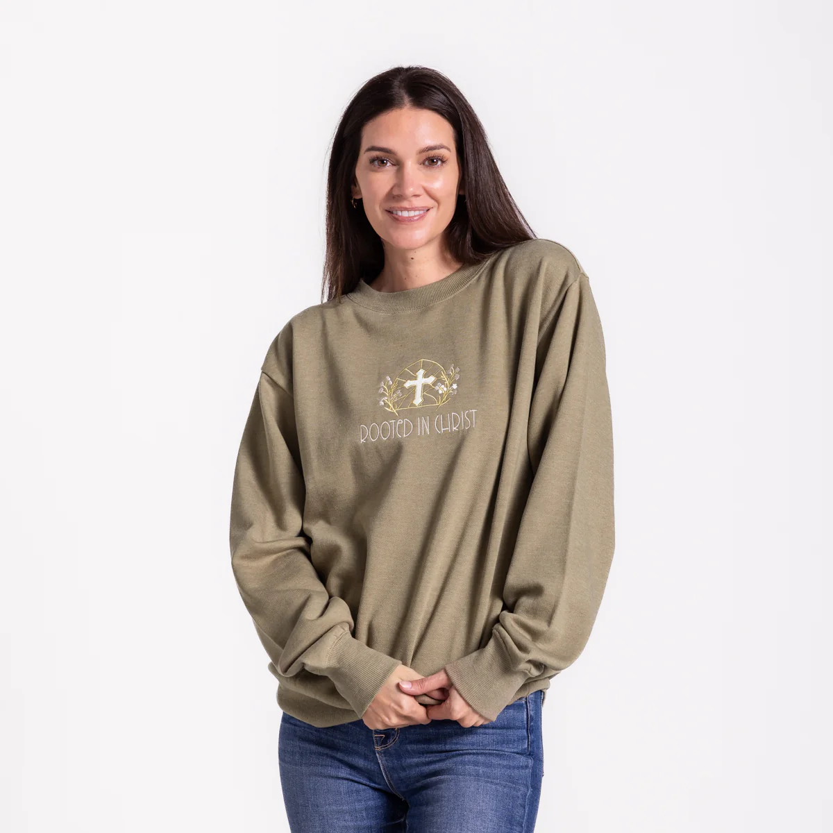 Embroidered Rooted In Christ Sweatshirt - Image 3