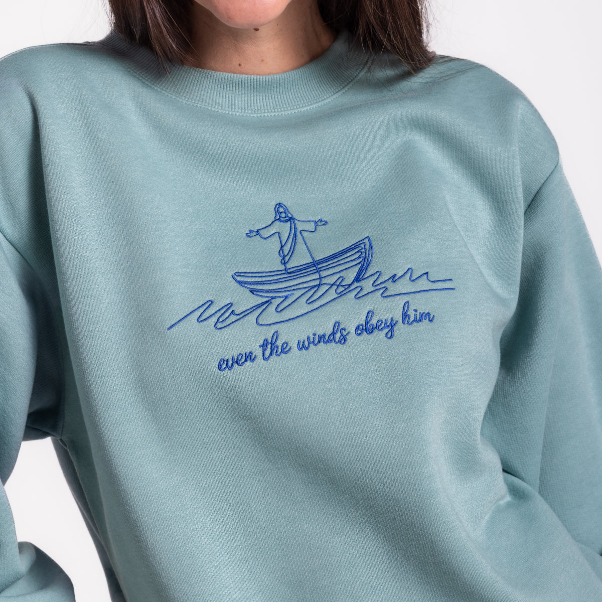Embroidered Winds Obey Him Sweatshirt - Image 4