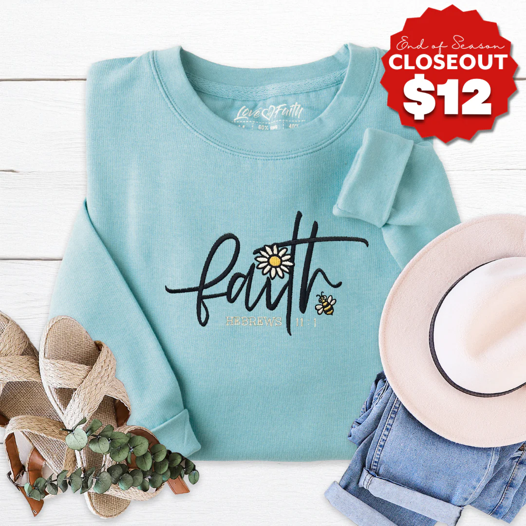 Faith Flower Embroidered Crewneck Sweatshirt