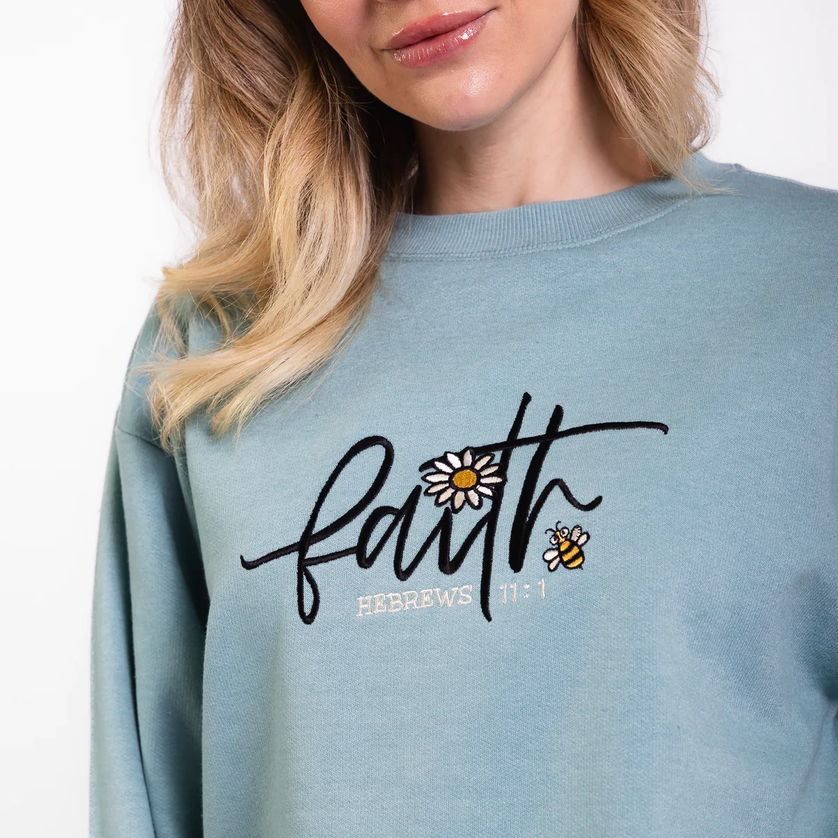 Faith Flower Embroidered Crewneck Sweatshirt - Image 3