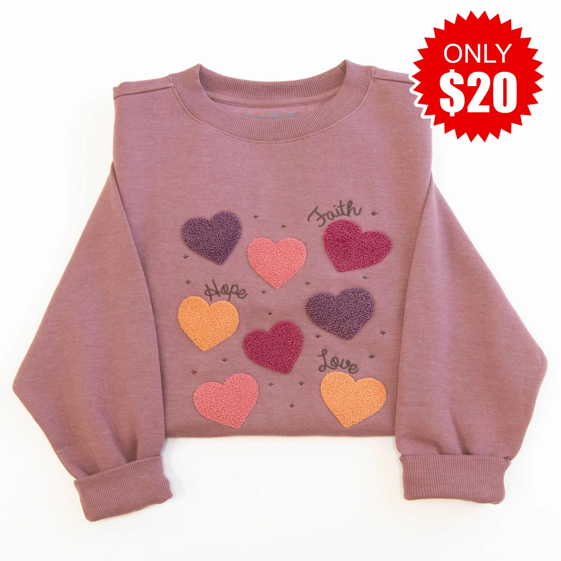 Faith Hope Love Embellished Crewneck Sweatshirt - 20
