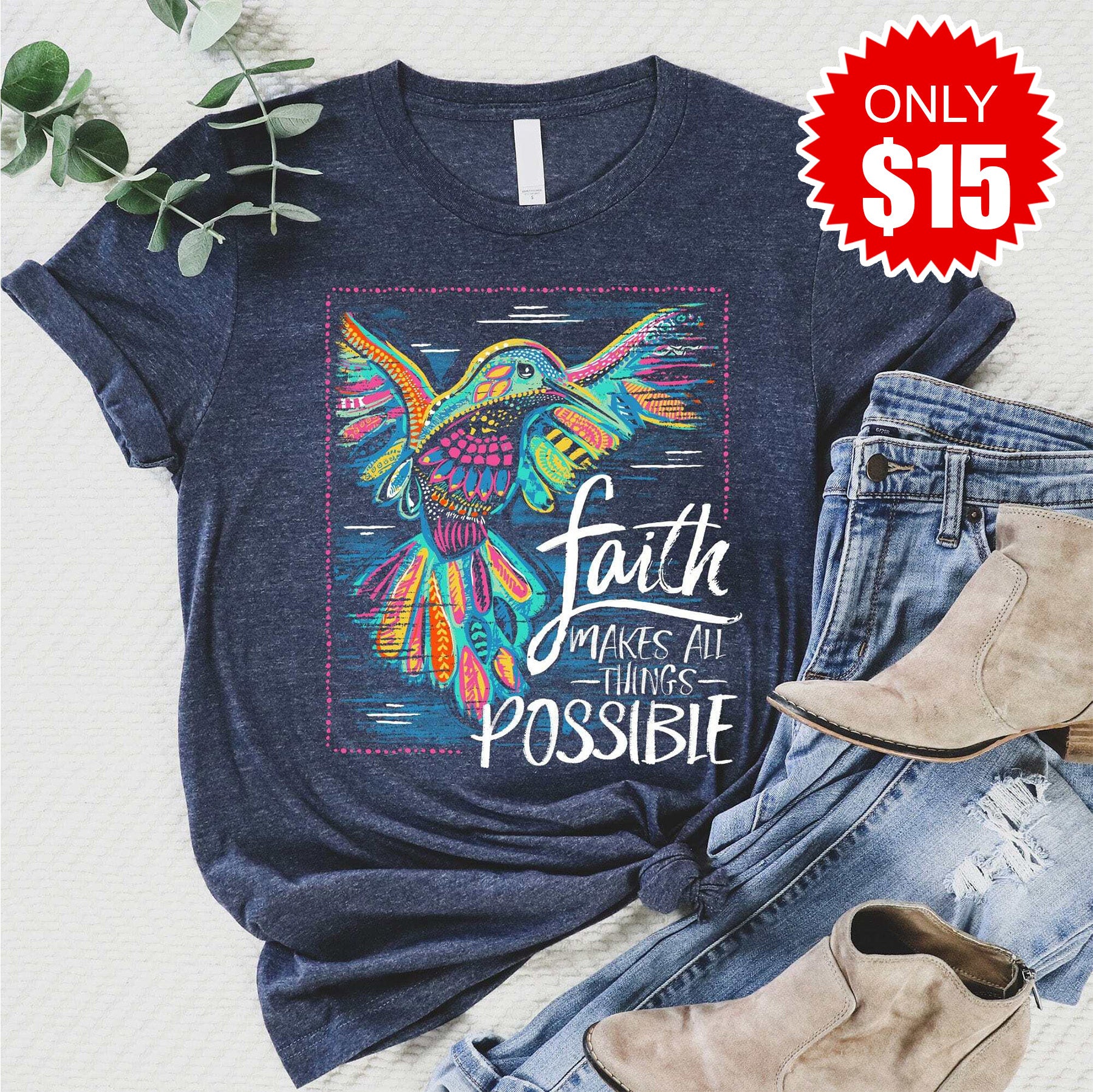 Faith Hummingbird Tee - 15