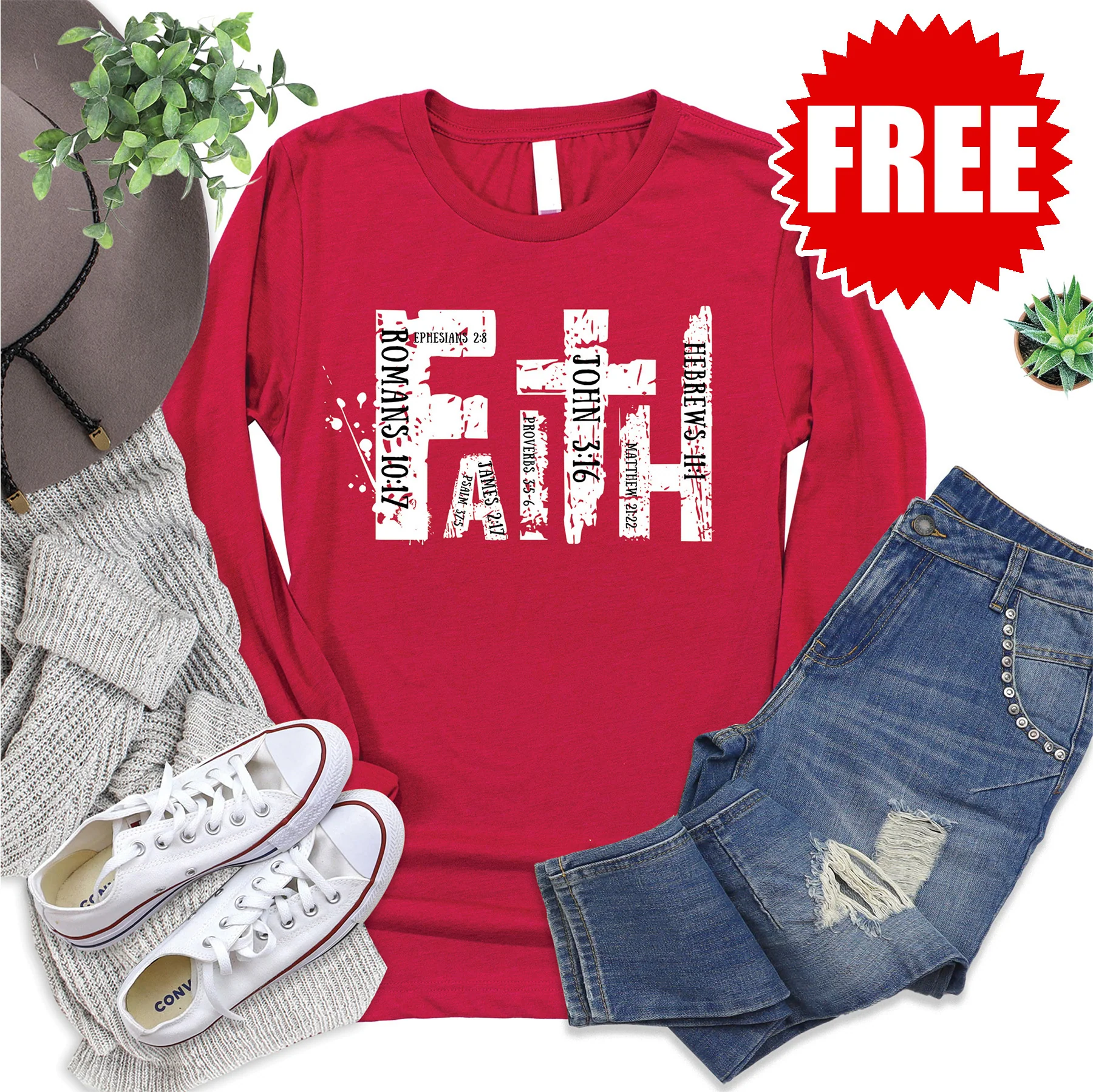 Faith Long Sleeve - Heather Scarlet - 0