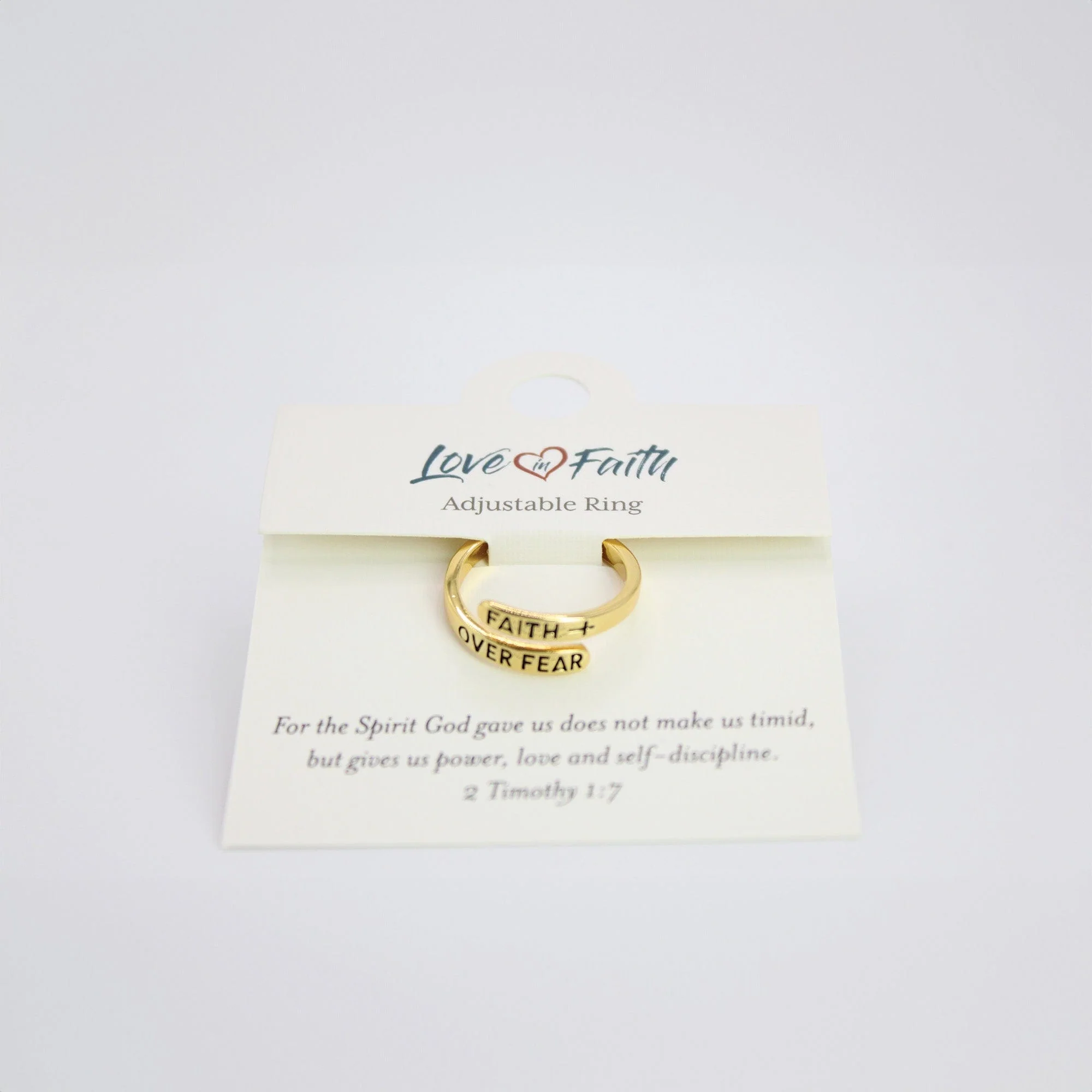 Faith Over Fear Gold Plated Brass Ring - Image 2