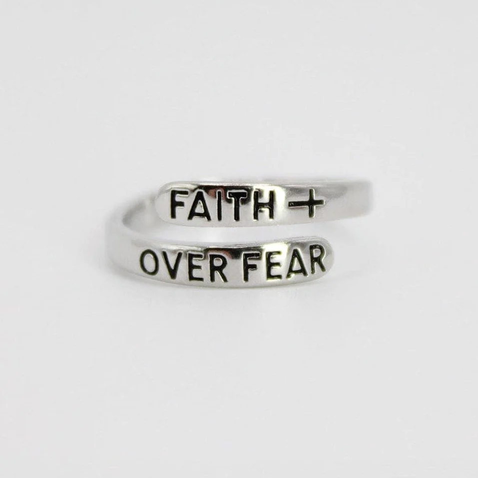 Faith Over Fear Platinum Plated Brass Ring