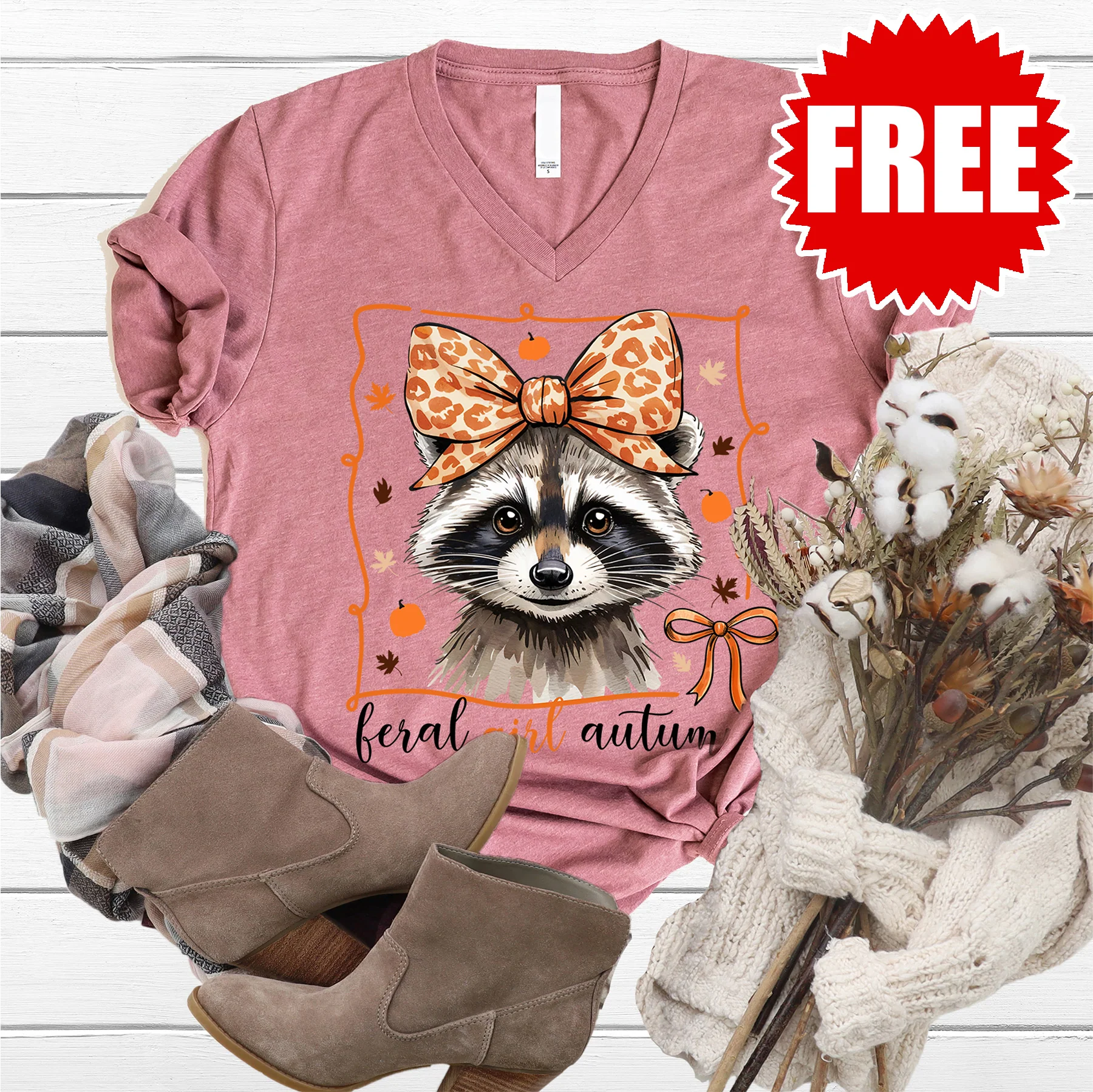 Feral Girl Autumn V-Neck - Heather Mauve - 0