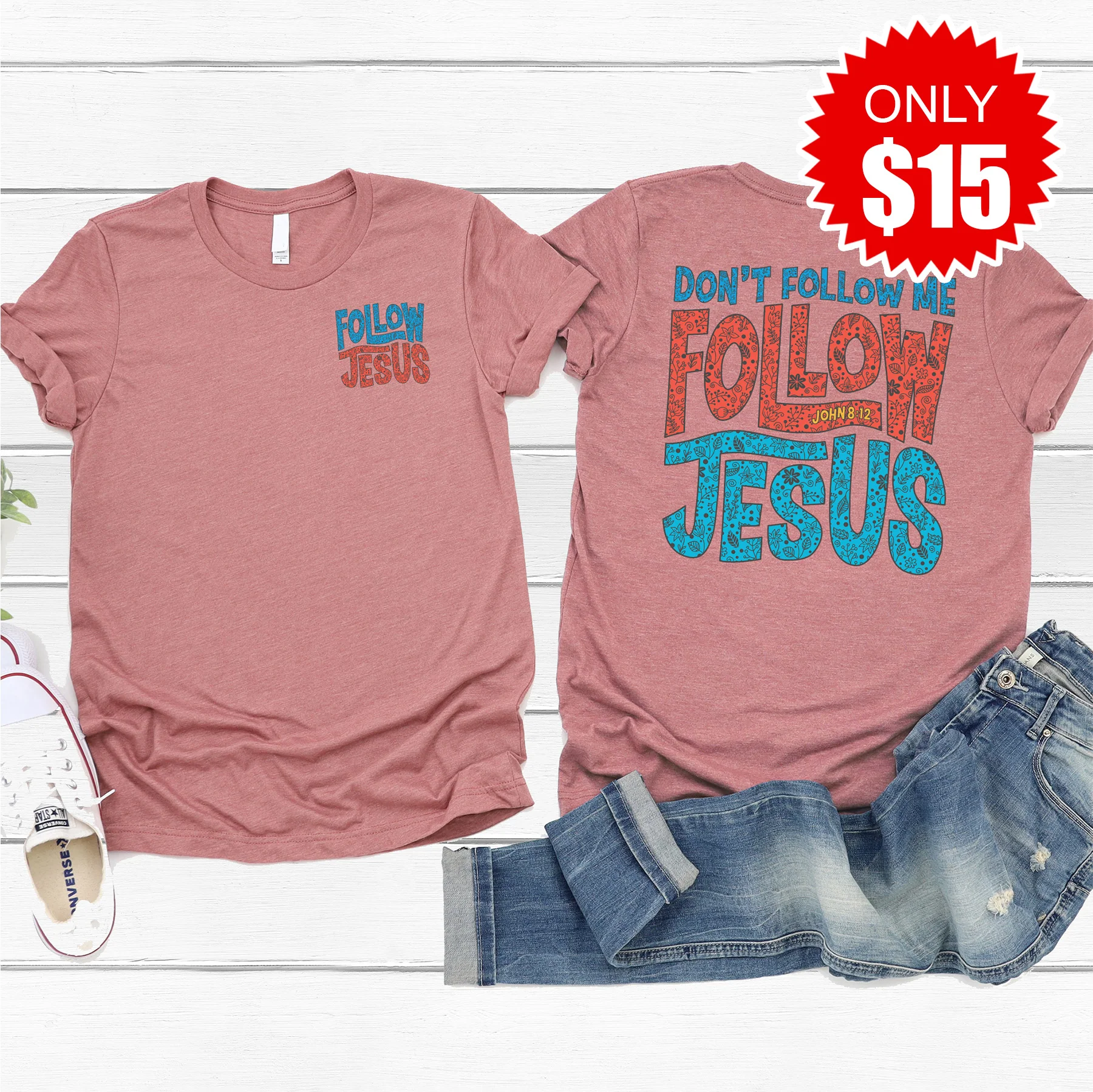 Follow Jesus Tee - Heather Mauve - 15