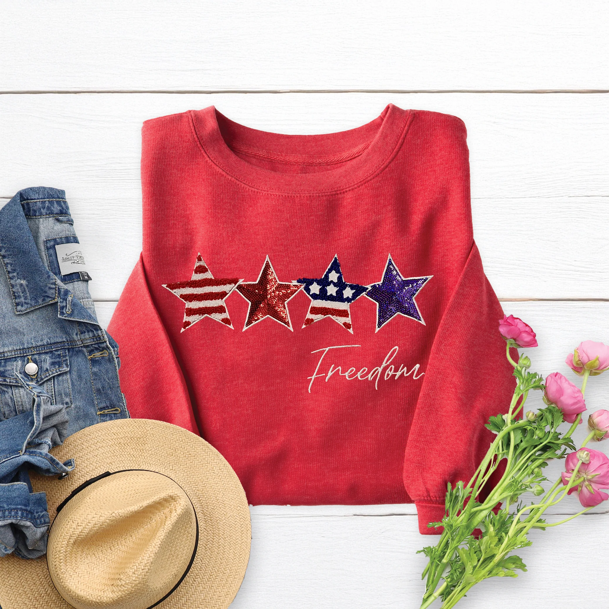 Embellished Freedom Crewneck Sweatshirt - Image 2