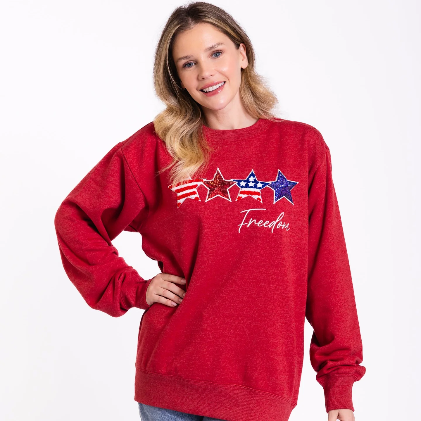 Embellished Freedom Crewneck Sweatshirt - Image 3