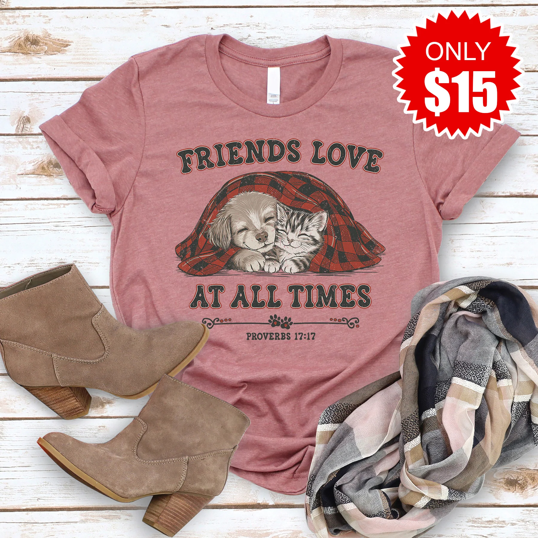 Friends Tee - Heather Mauve - 15