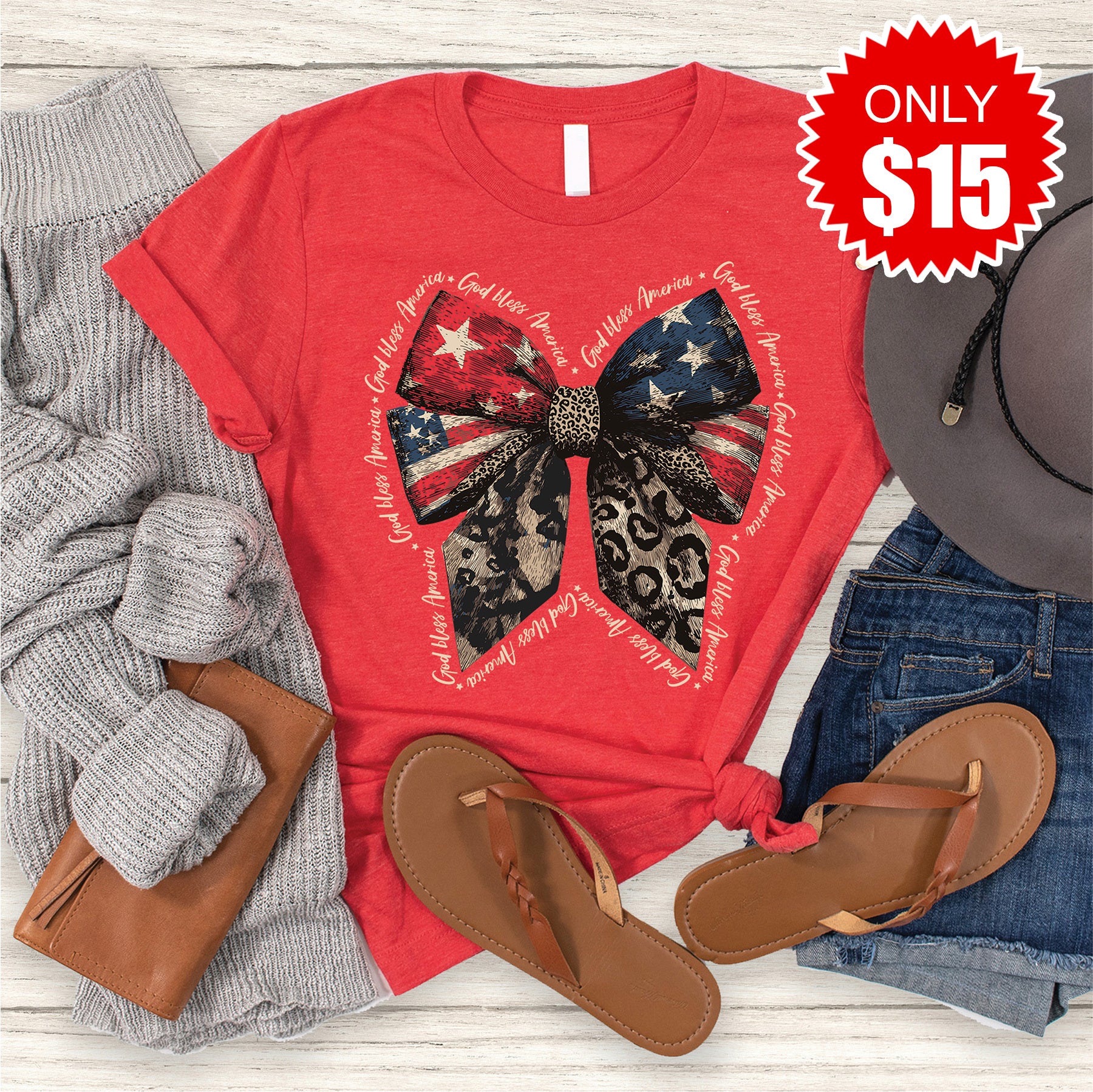 God Bless America Bow Tee - 15